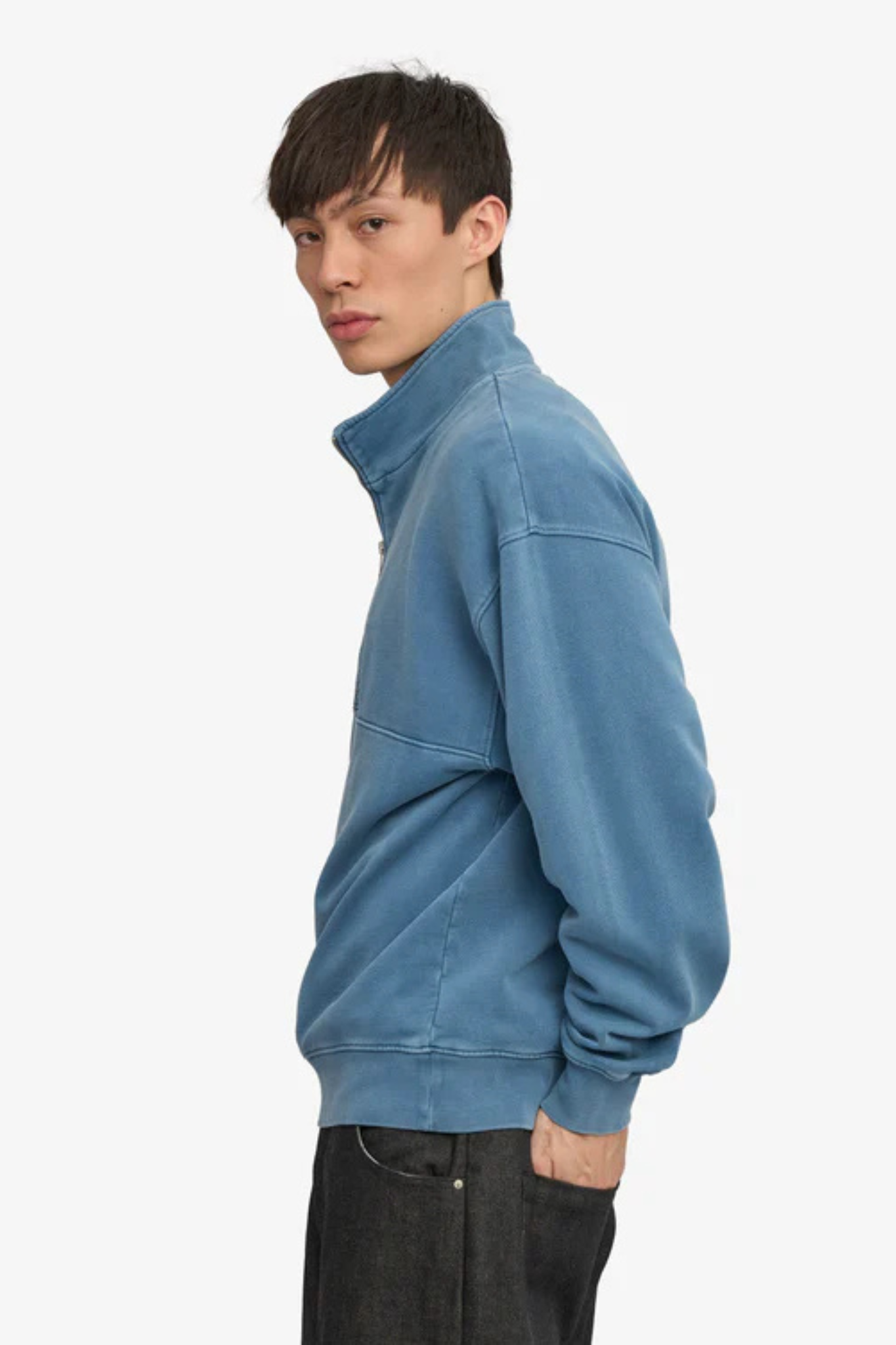 ORGANIC QUARTER ZIP - FADED INDIGO