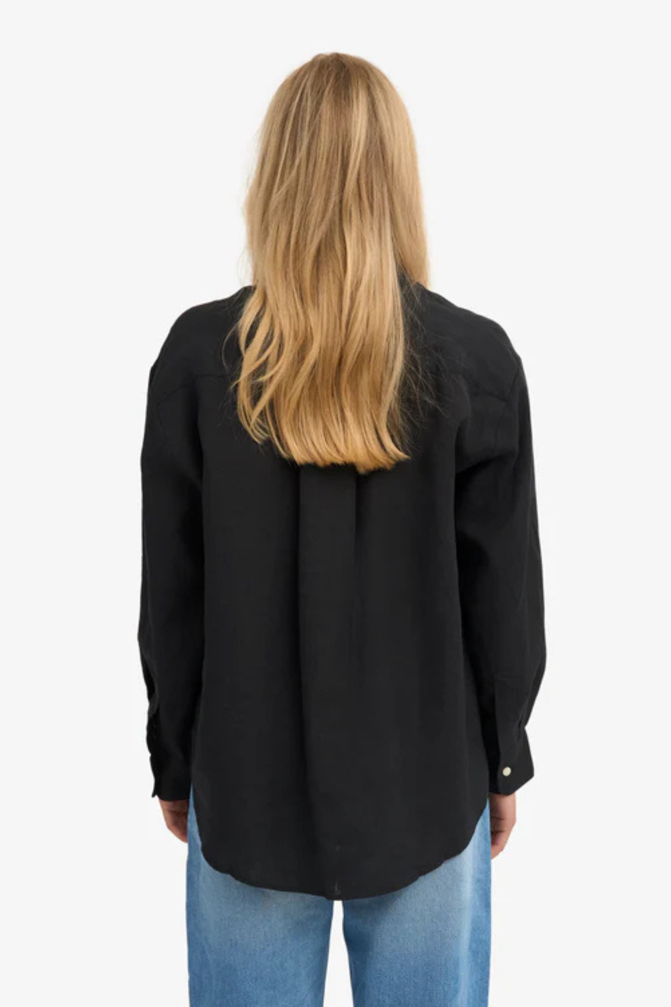 LINEN OVERSIZED SHIRT - DEEP BLACK