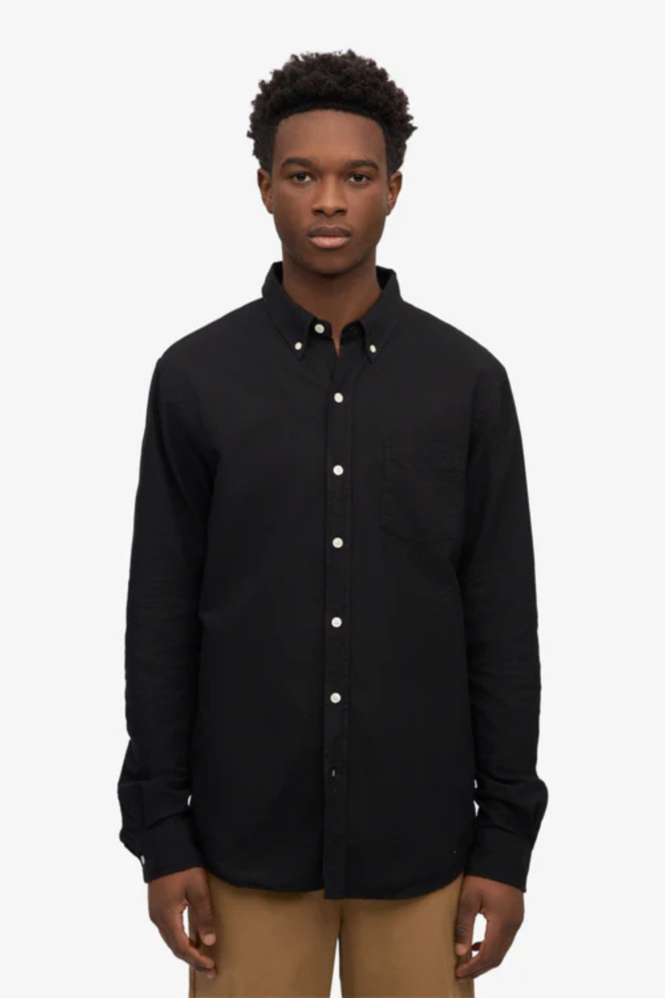 ORGANIC BUTTON DOWN SHIRT - DEEP BLACK