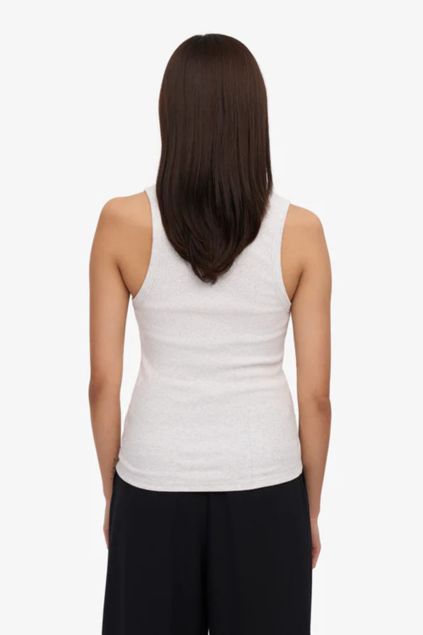 ORGANIC RIB TANK TOP WOMEN - SNOW MELANGE