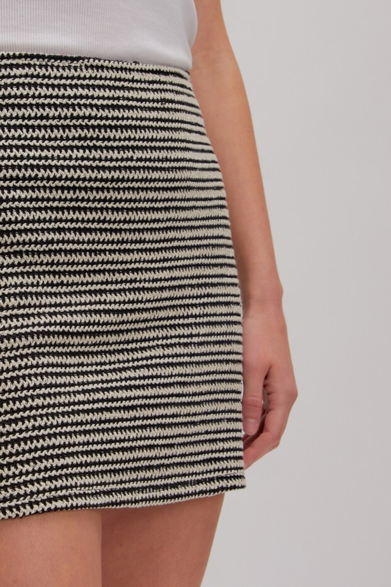 SHAILA MINI SKIRT - STRIPES: BLACK + CREAM
