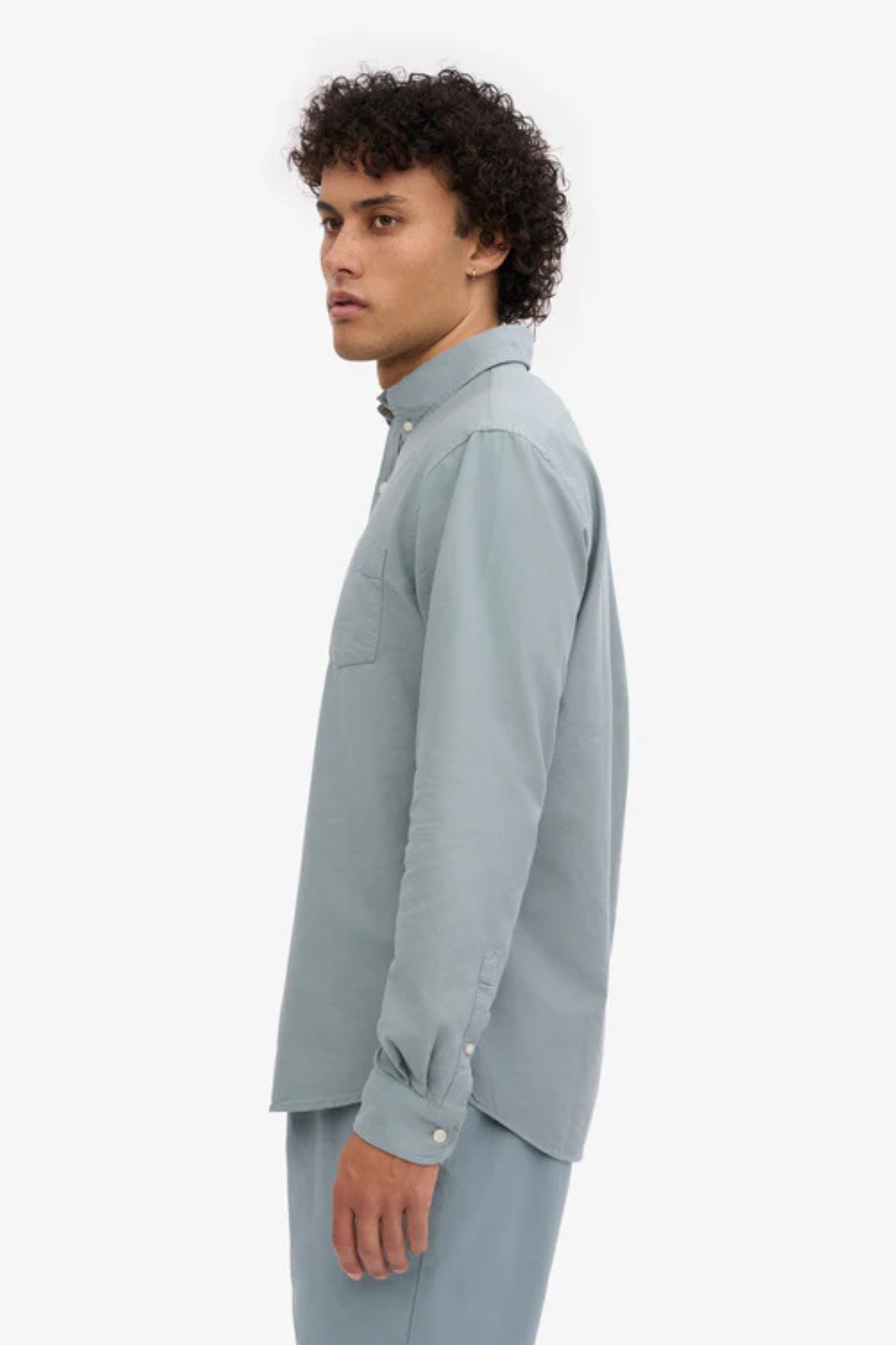 ORGANIC BUTTON DOWN SHIRT - STEEL BLUE