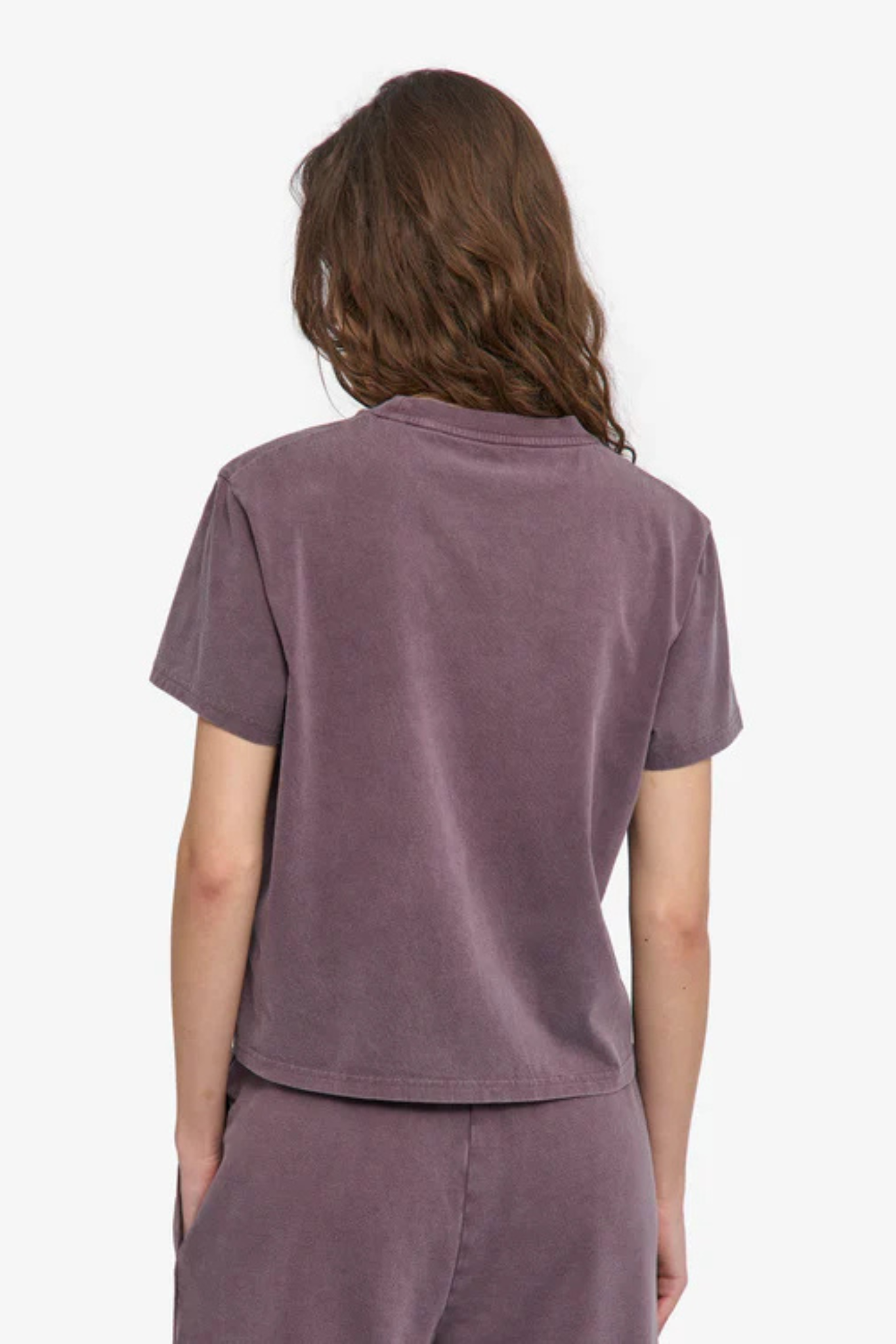 ORGANIC BOXY CROP T-SHIRT - FADED GRAPE