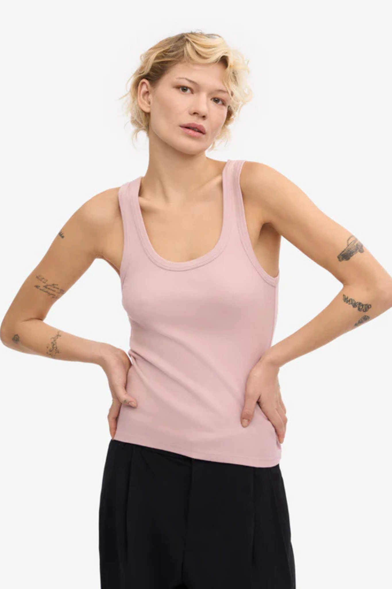 ORGANIC RIB TANK TOP WOMEN - FADED PINK
