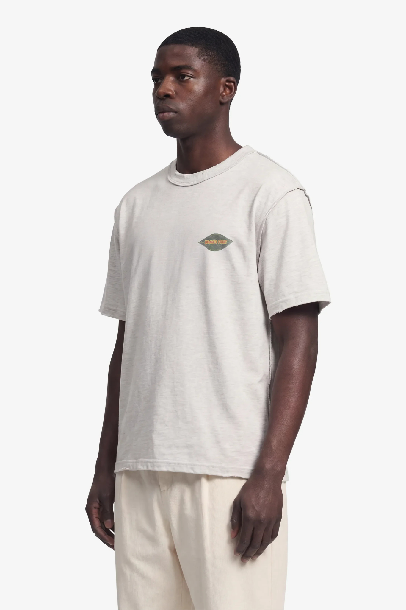 DISTRESEED LEAF T-SHIRT - GREY MELANGE