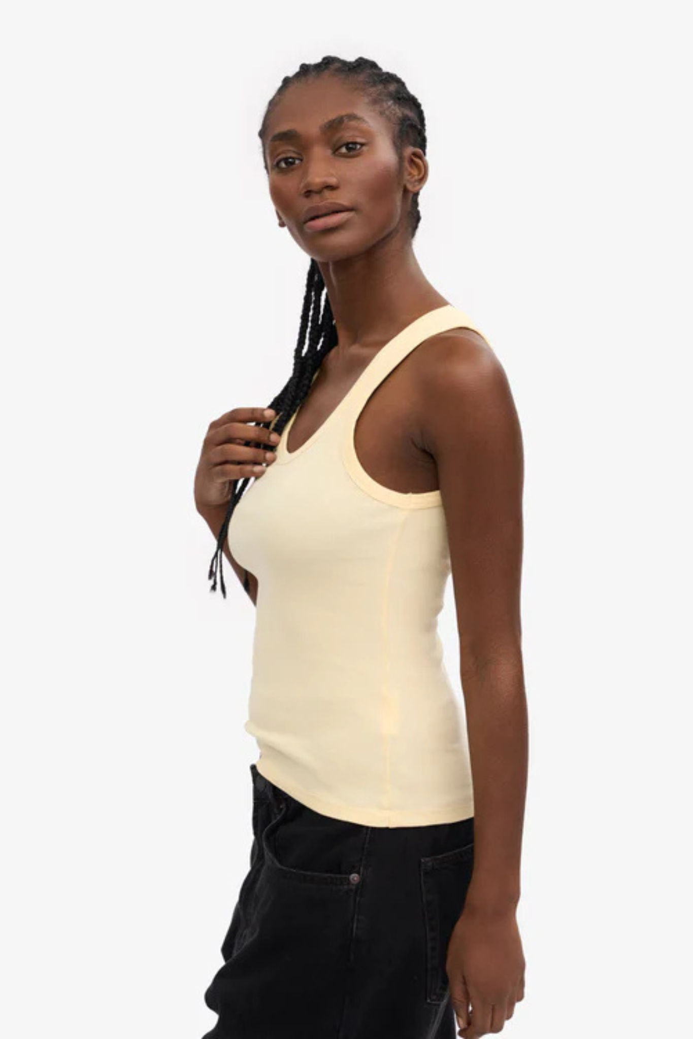 ORGANIC RIB TANK TOP WOMEN - SOFT YELLOW