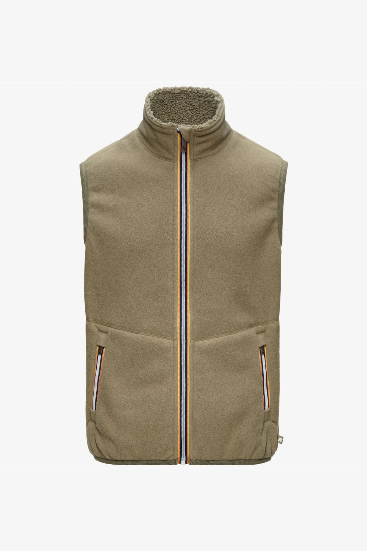 YANNICK SHERPA POLAR DOUBLE FLEECE VEST - GREEN ARMY / BLUE DEPTH