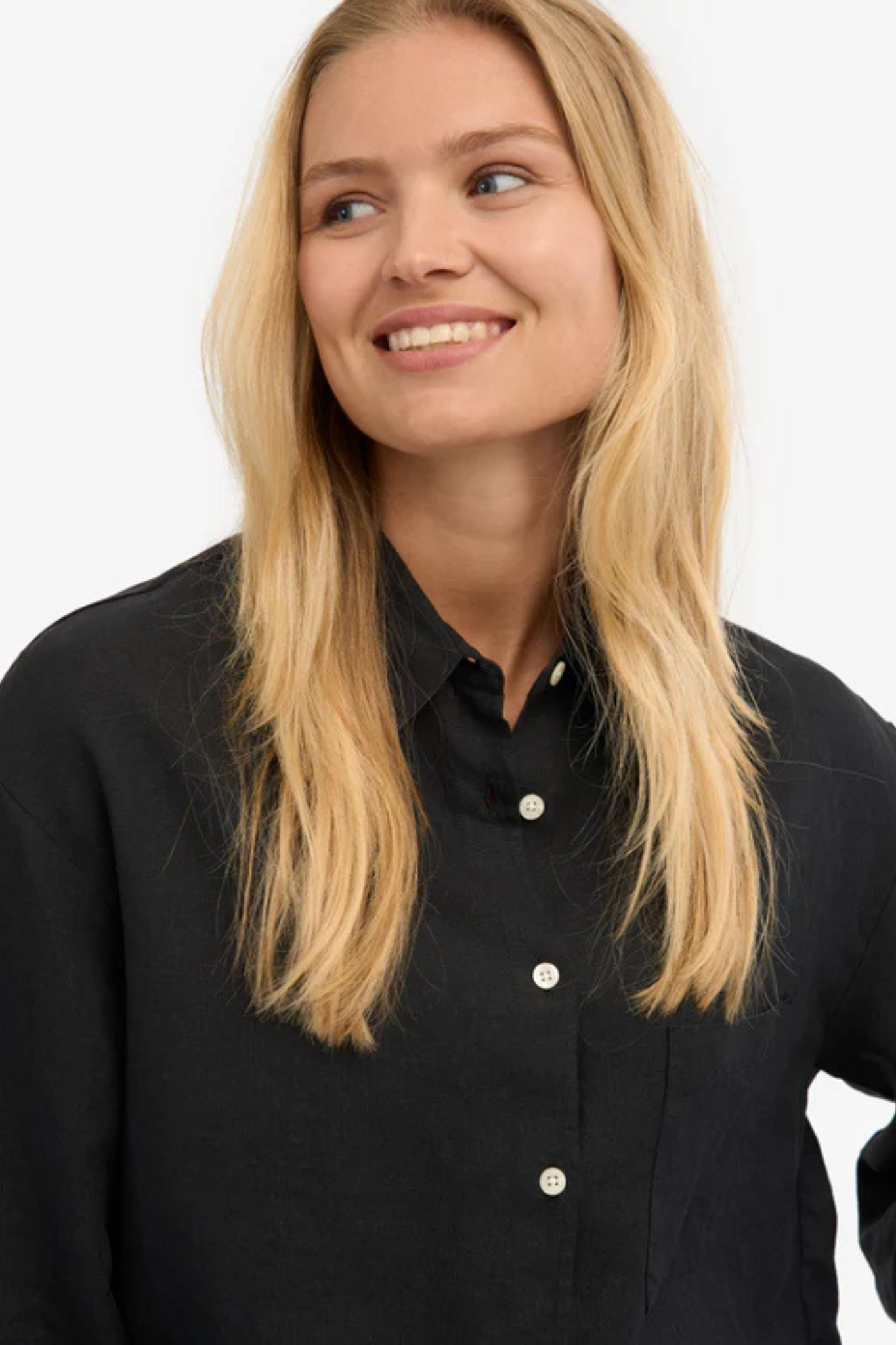 LINEN OVERSIZED SHIRT - DEEP BLACK