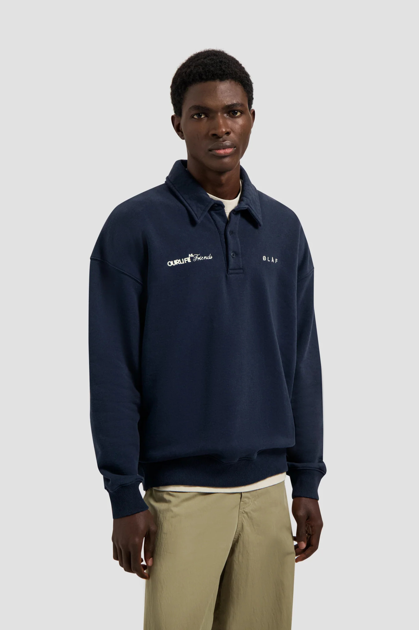 SCRIPT FRIENDS OVERSIZED POLO - NAVY