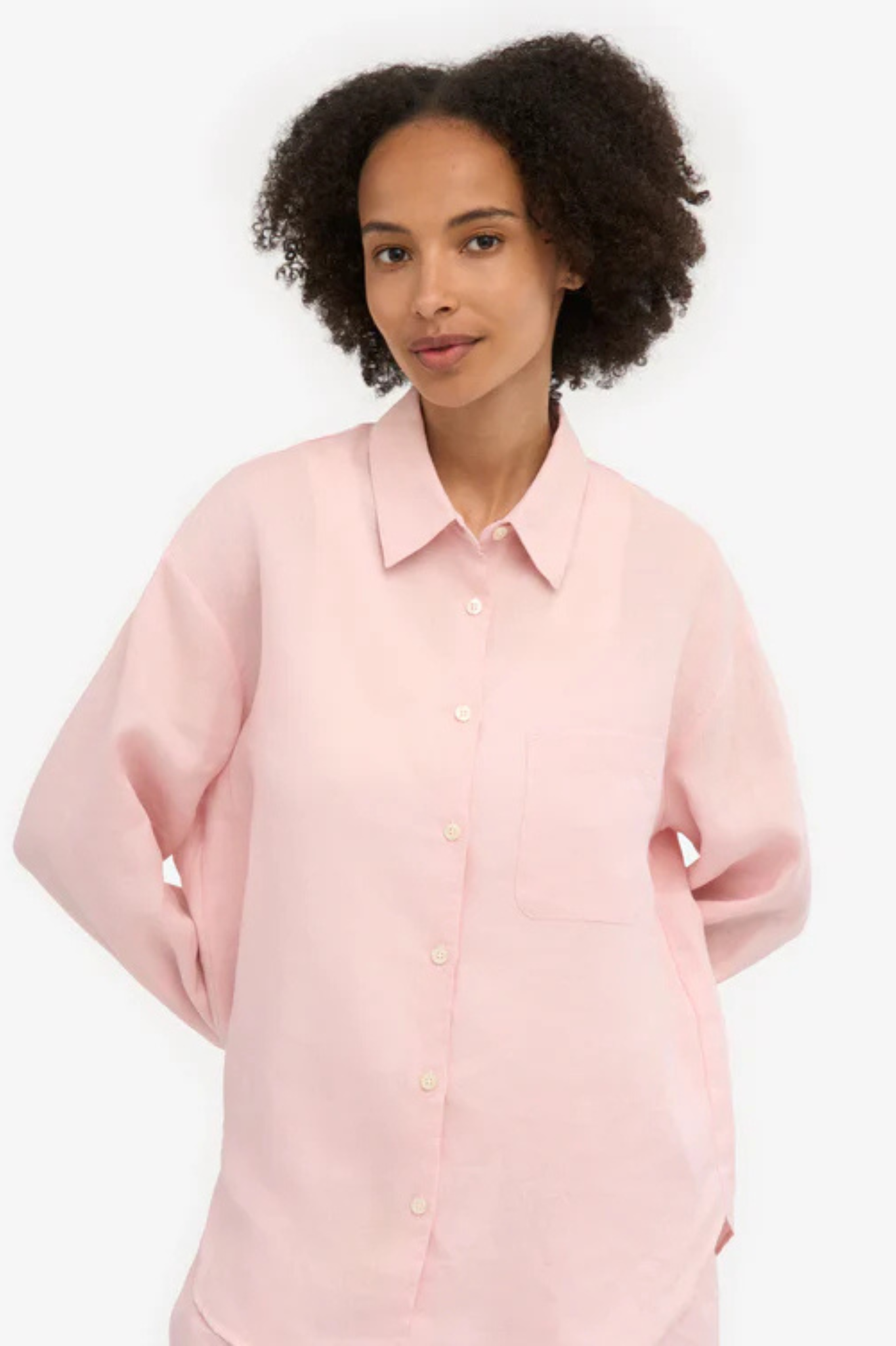 LINEN OVERSIZED SHIRT - FADED PINK