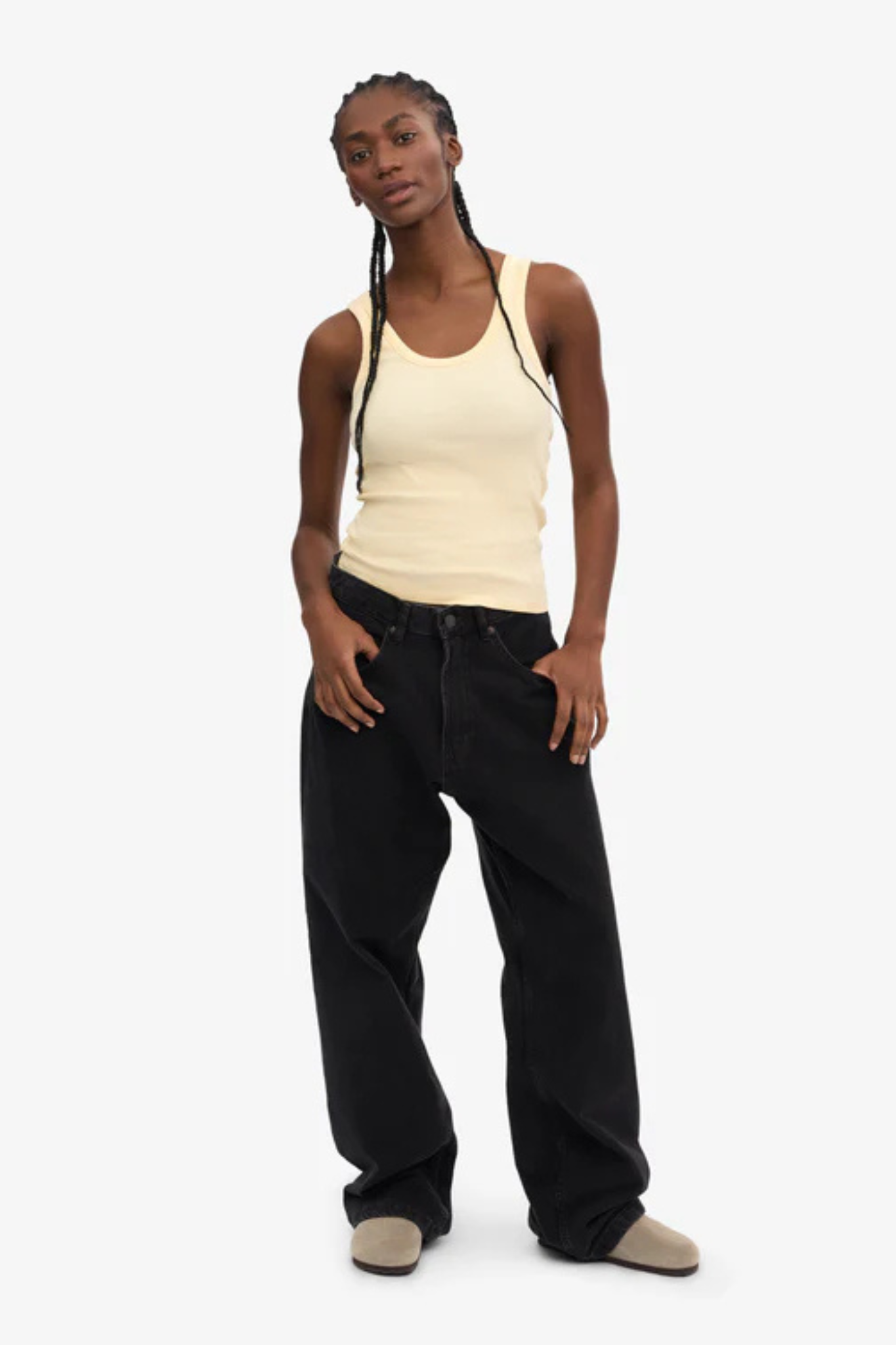 ORGANIC RIB TANK TOP WOMEN - SOFT YELLOW