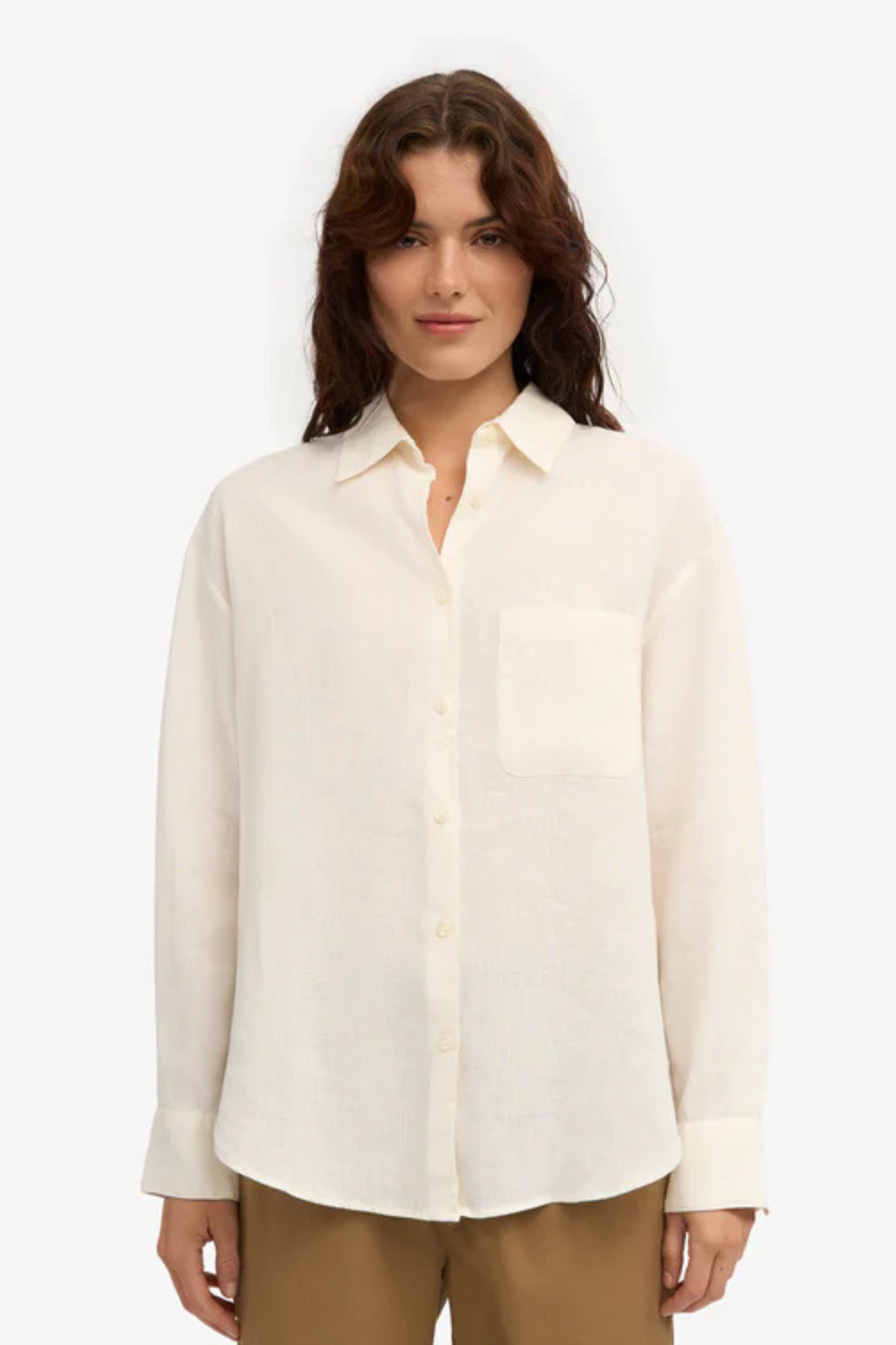 LINEN OVERSIZED SHIRT - IVORY WHITE