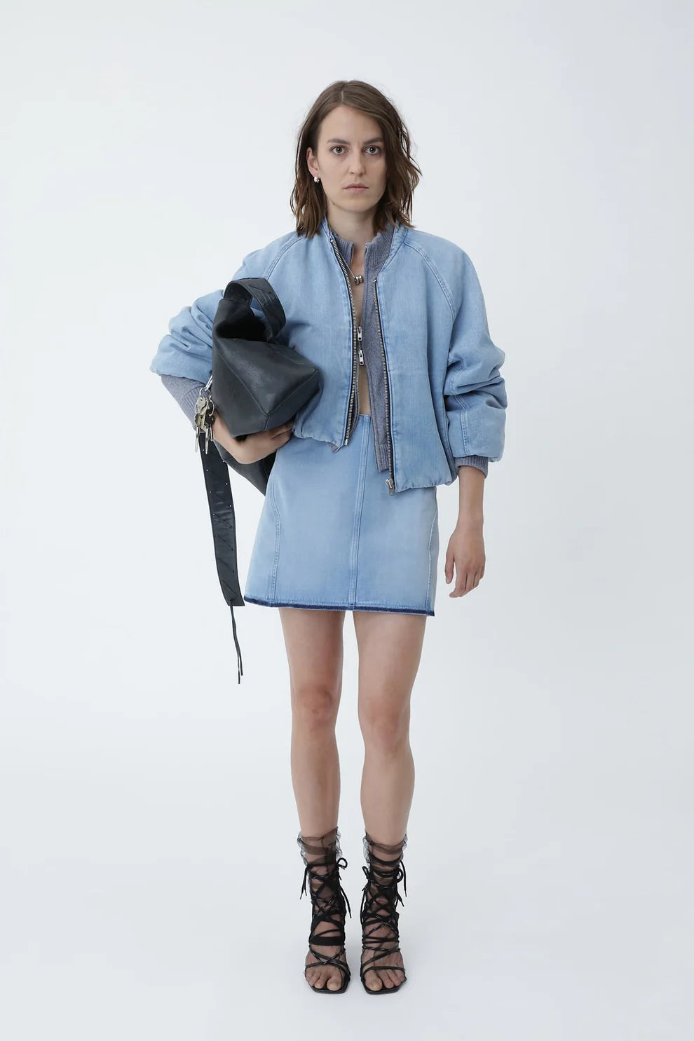 OLA DENIM BOMBER JACKET - ROYAL BLUE