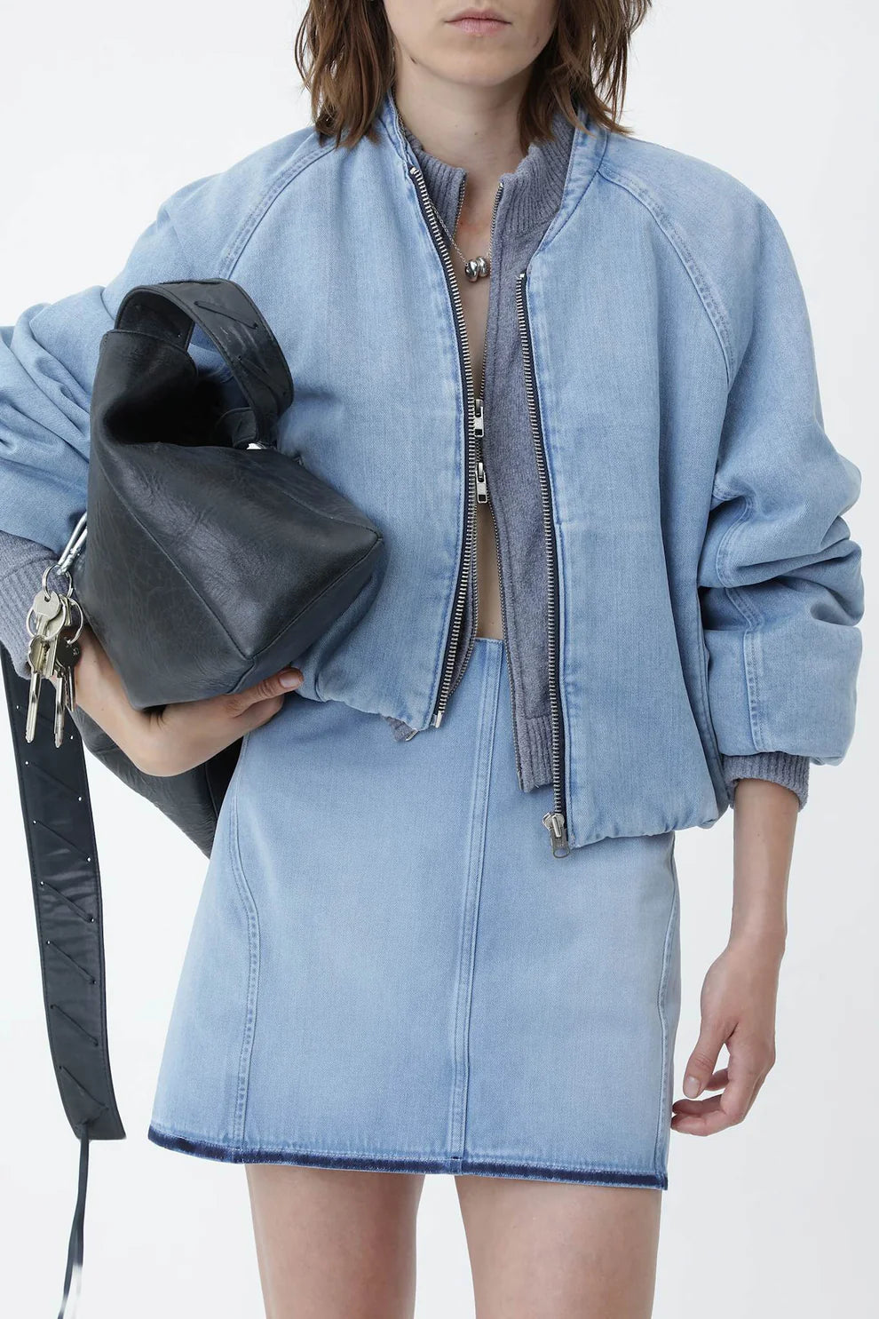 OLA DENIM BOMBER JACKET - ROYAL BLUE