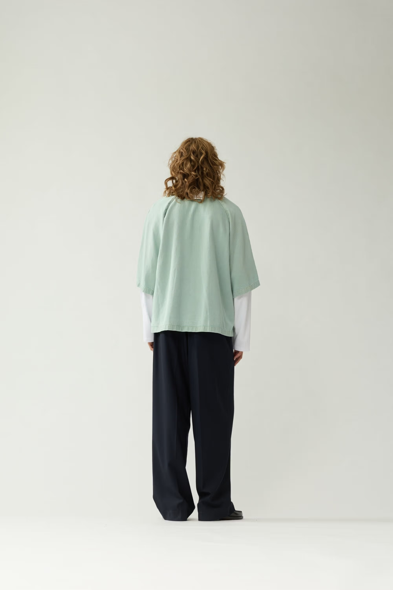 DENIM SHORT SLEEVE BUTTON-UP - MINT