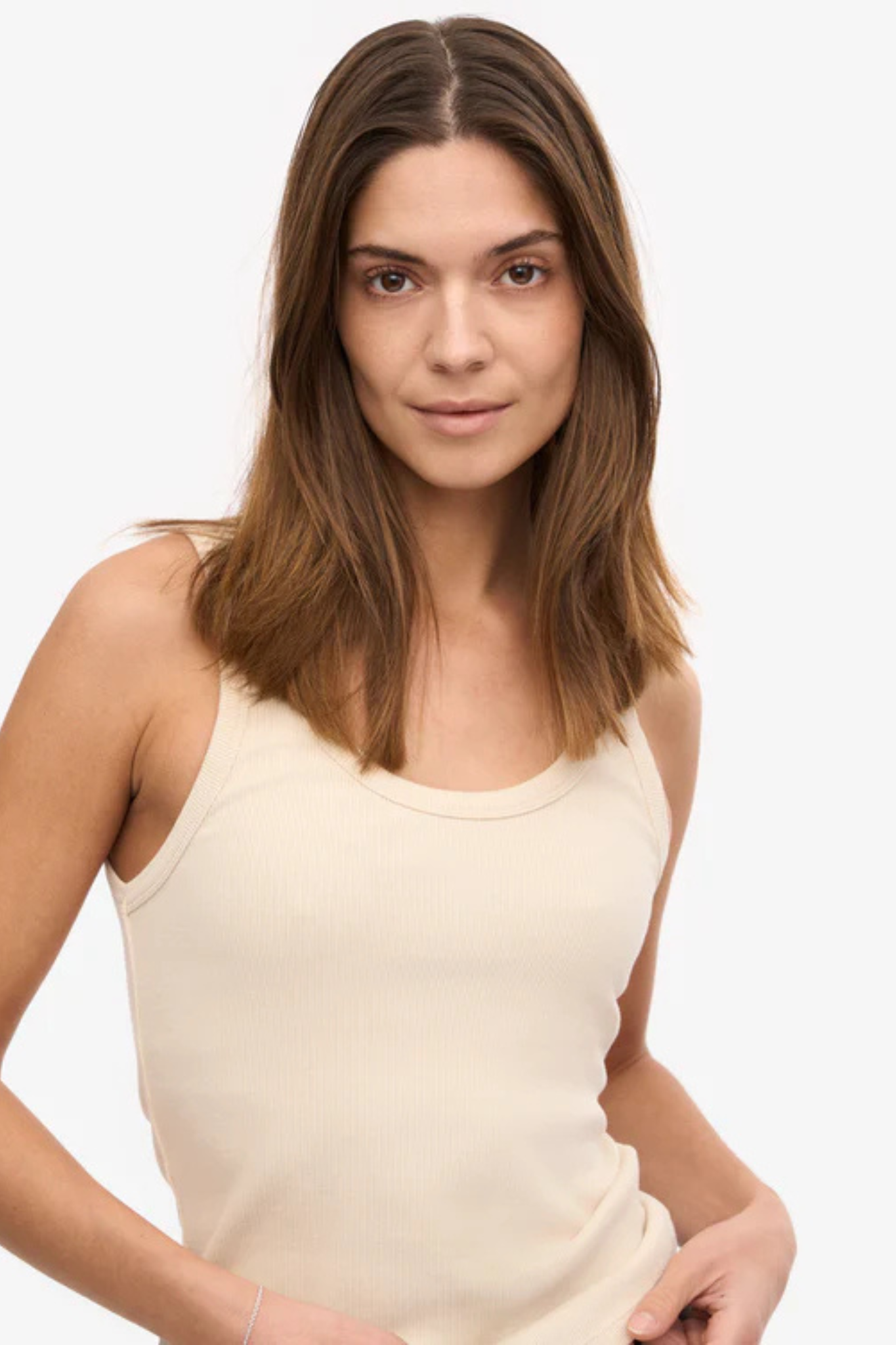 ORGANIC RIB TANK TOP WOMEN - IVORY WHITE