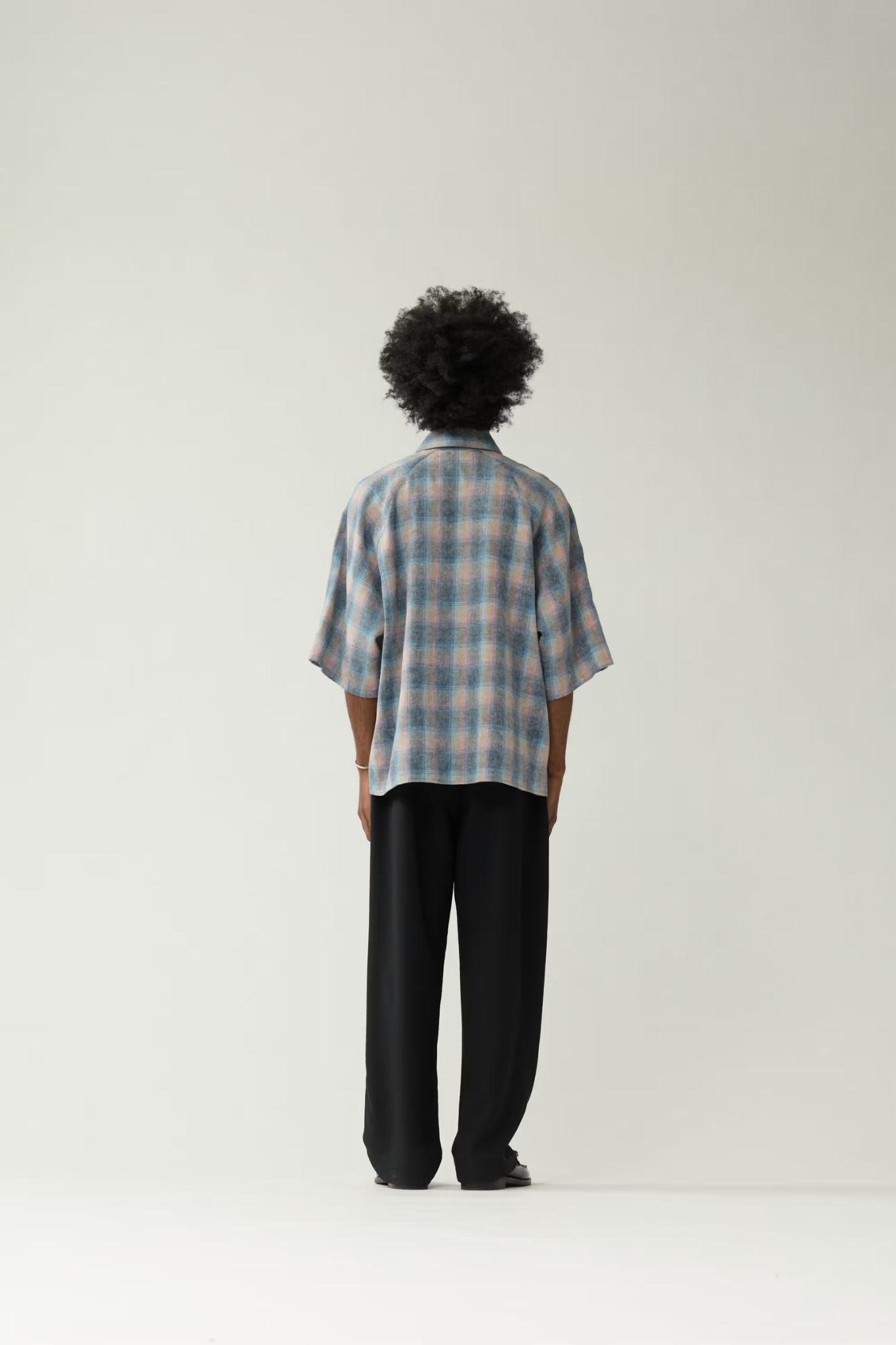 FLANEL SHORT SLEEVE BUTTON-UP - RAINBOW CHECK