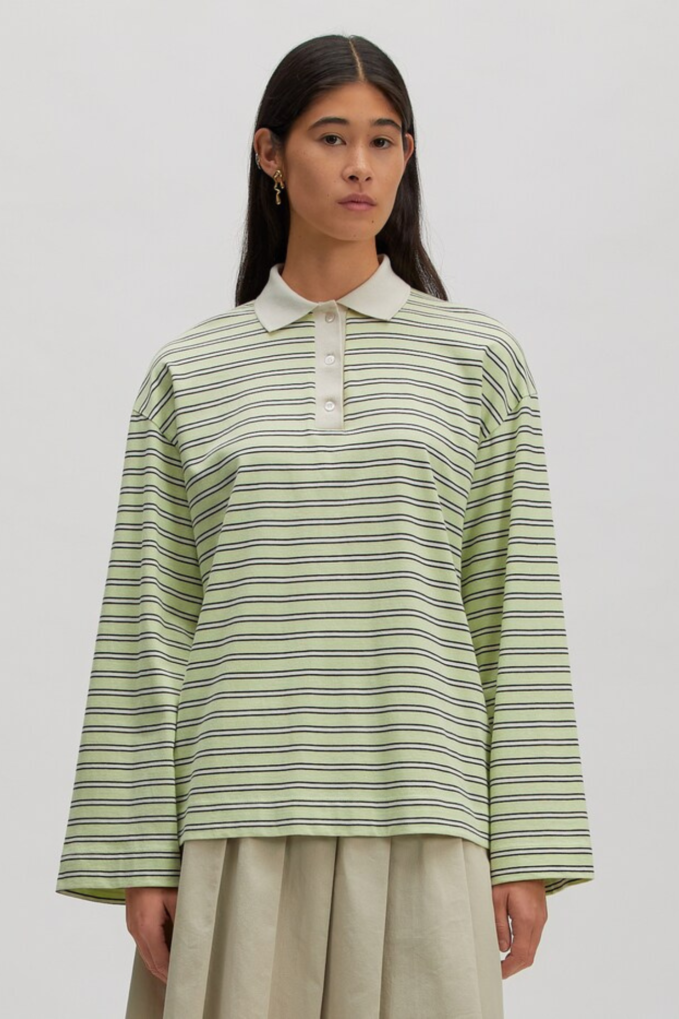 CINDY LONGSLEEVE - STRIPES: SEEDING, BLACK, EGRET
