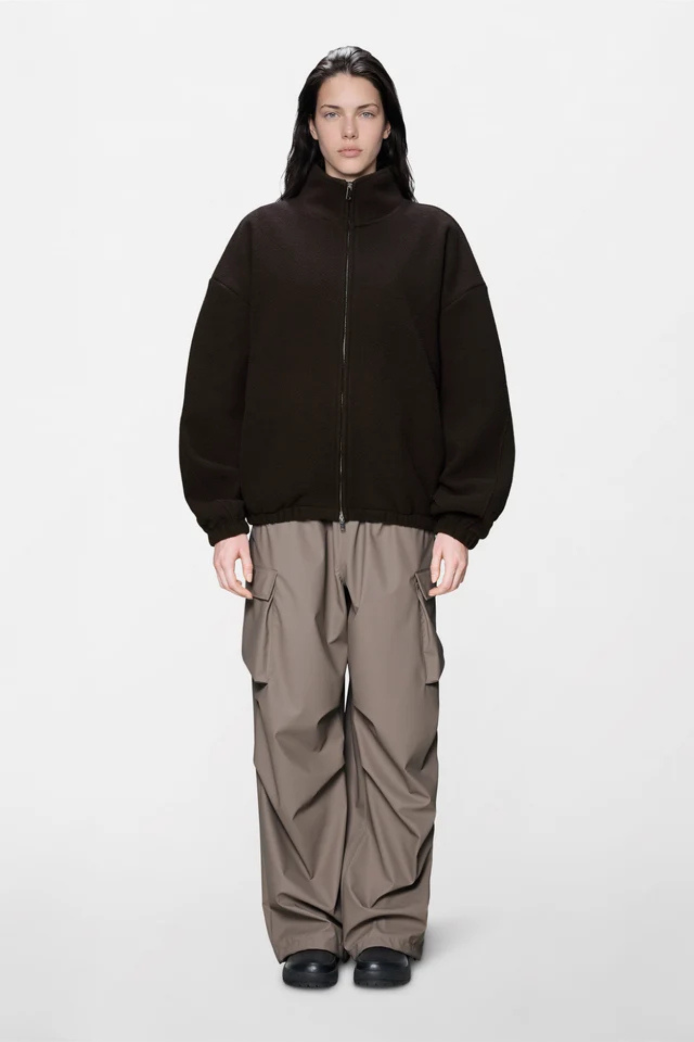 FLEECE ZIP JACKET - BARK