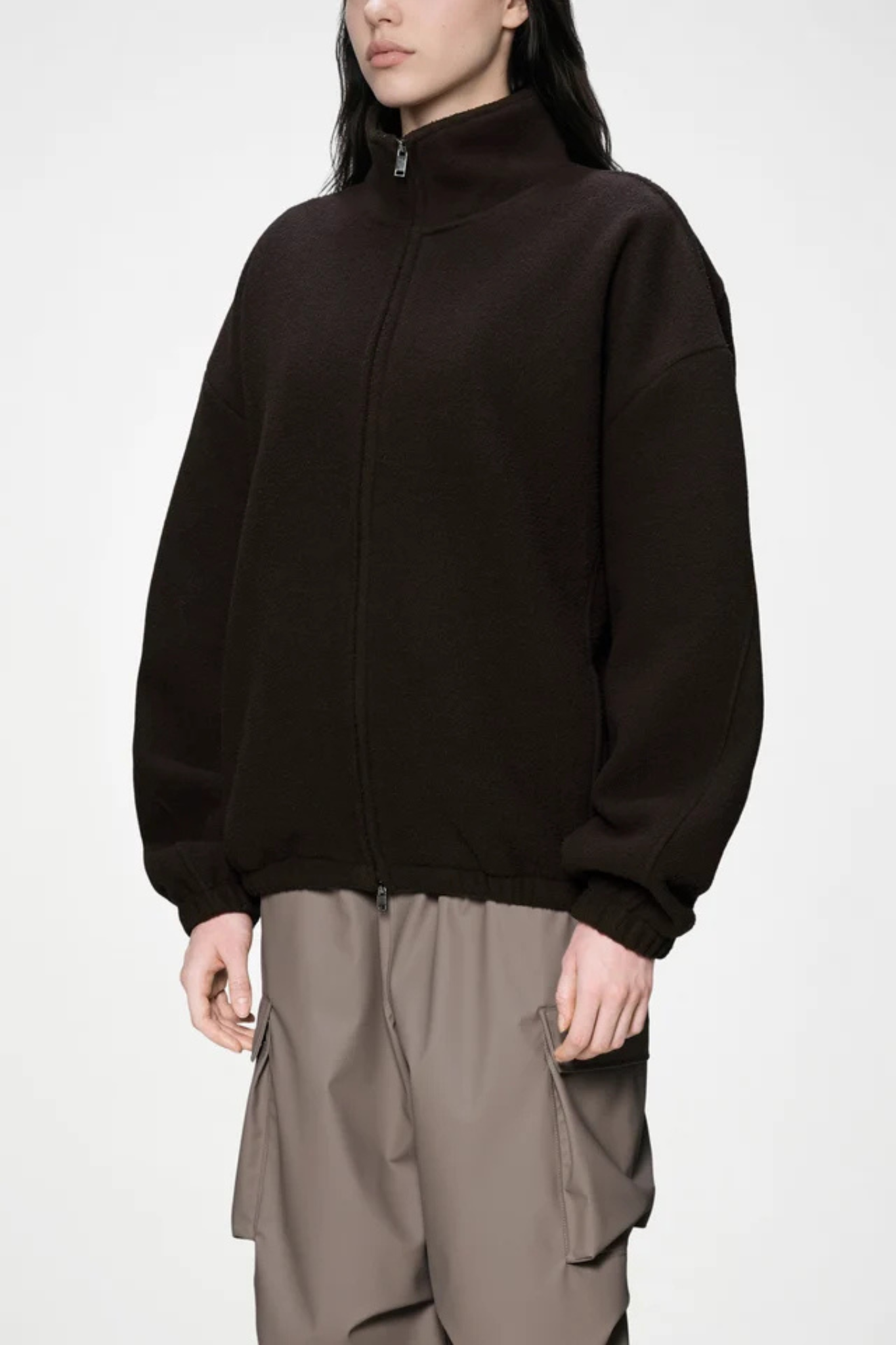 FLEECE ZIP JACKET - BARK