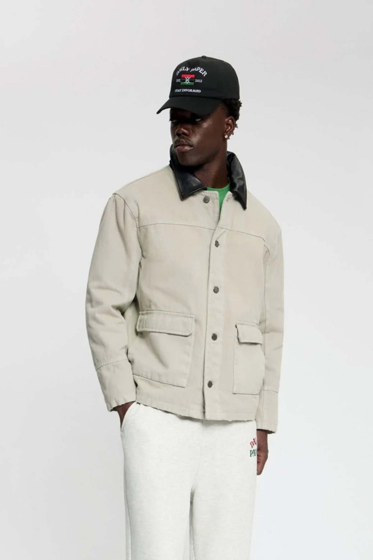 MONOGRAM COLLAR WORKWEAR JACKET - MOONBEAM BEIGE
