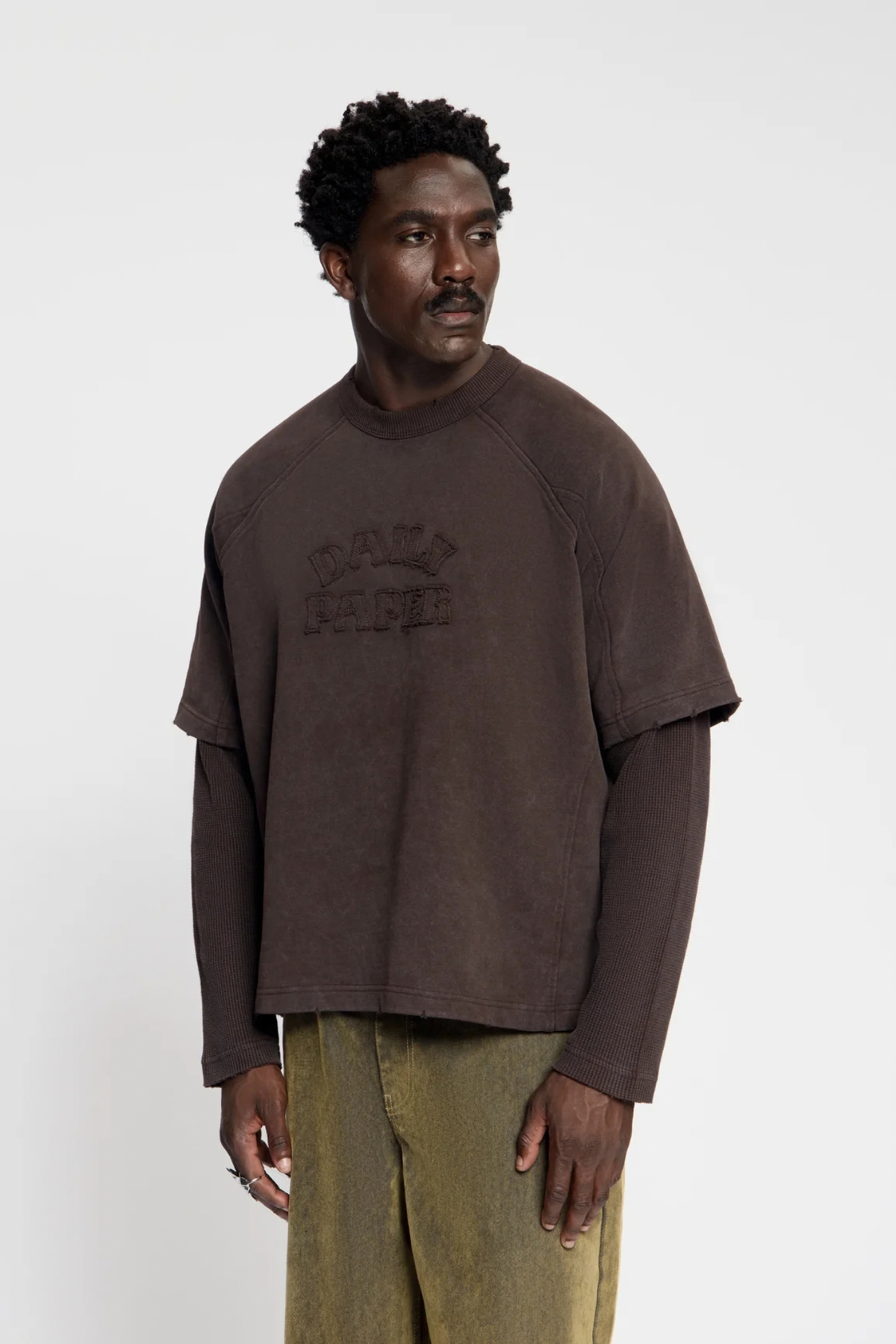 RAGLAN STACKED LAYERED LS T-SHIRT - MOLE