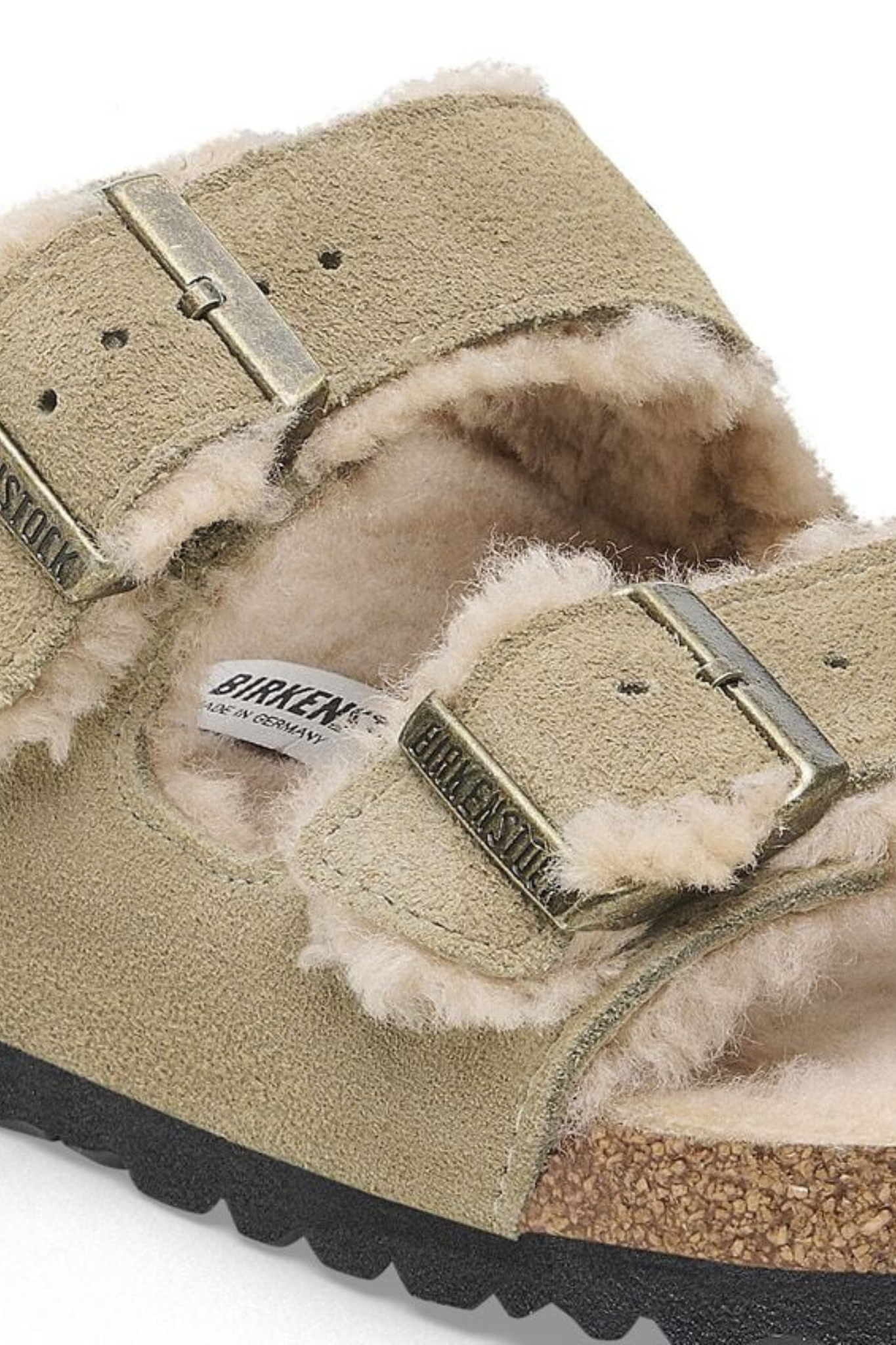 ARIZONA SHEARLING SANDALS - TAUPE