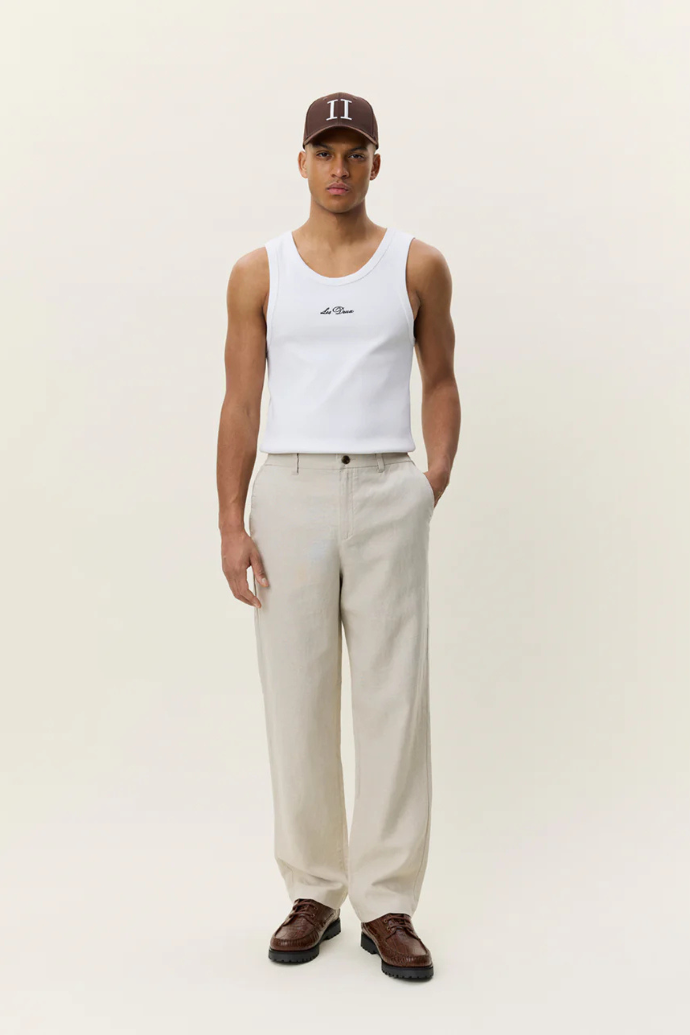 LINEN COMFORT SUIT PANTS - LIGHT SAND
