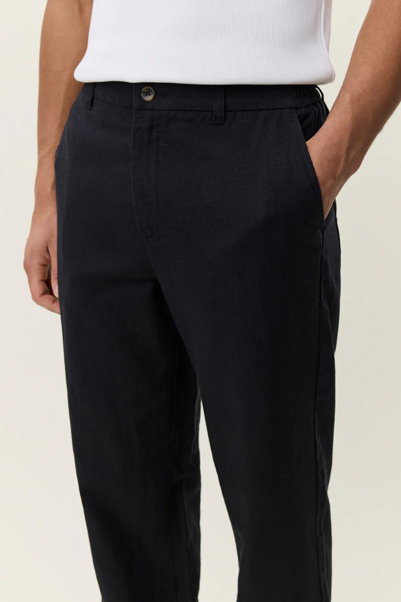 LINEN COMFORT SUIT PANTS - TAP SHOE BLACK