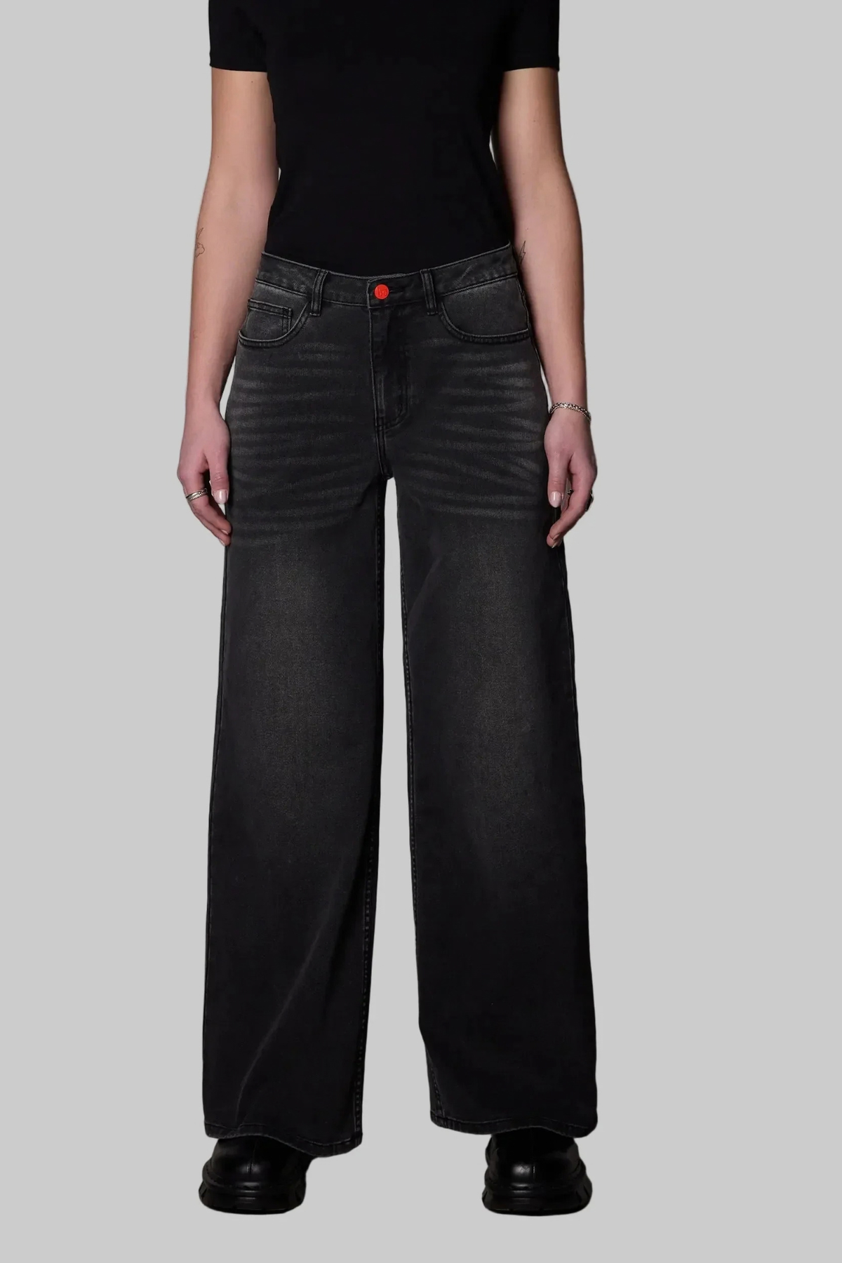WIDE JEANS - USED BLACK