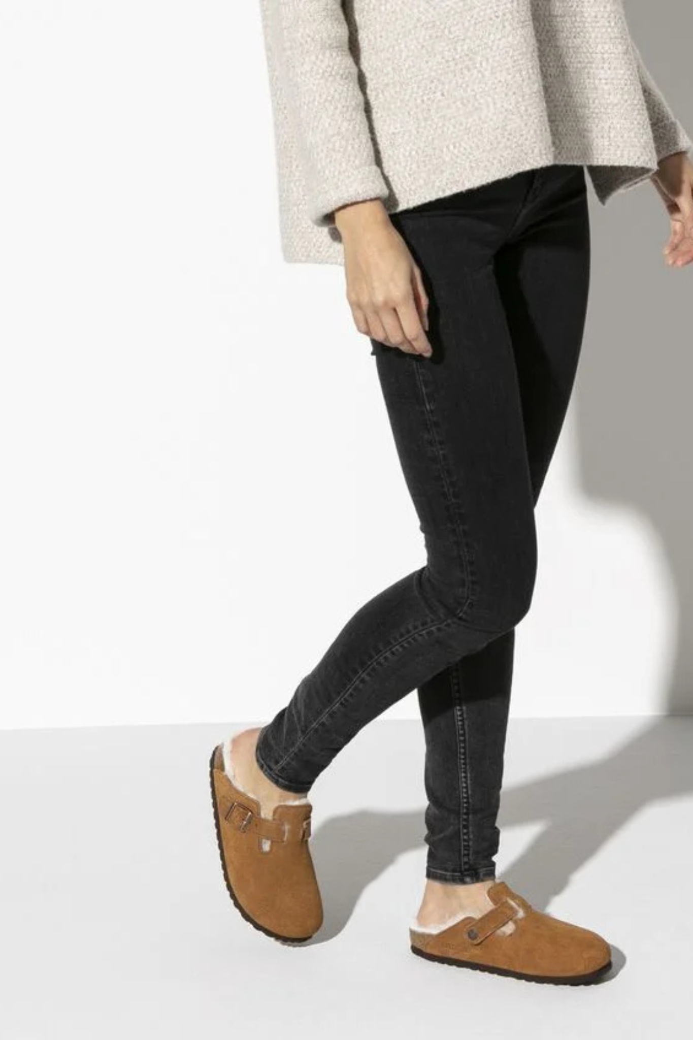 BOSTON VL/SHEARLING SANDALS - MINK