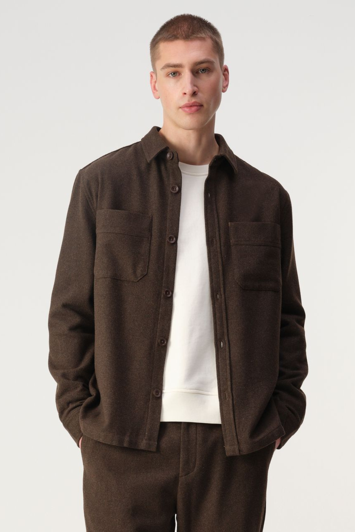 SCE WOOL OVERSHIRT - BROWN MELANGE