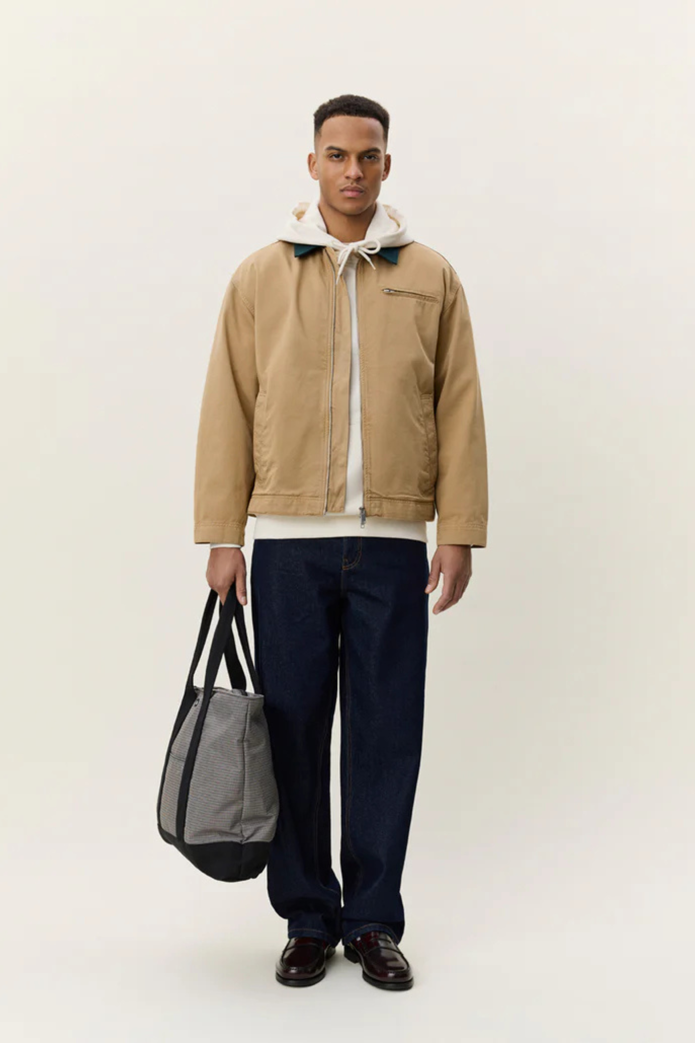 TWILL ZIPPER JACKET - INCENSE BEIGE