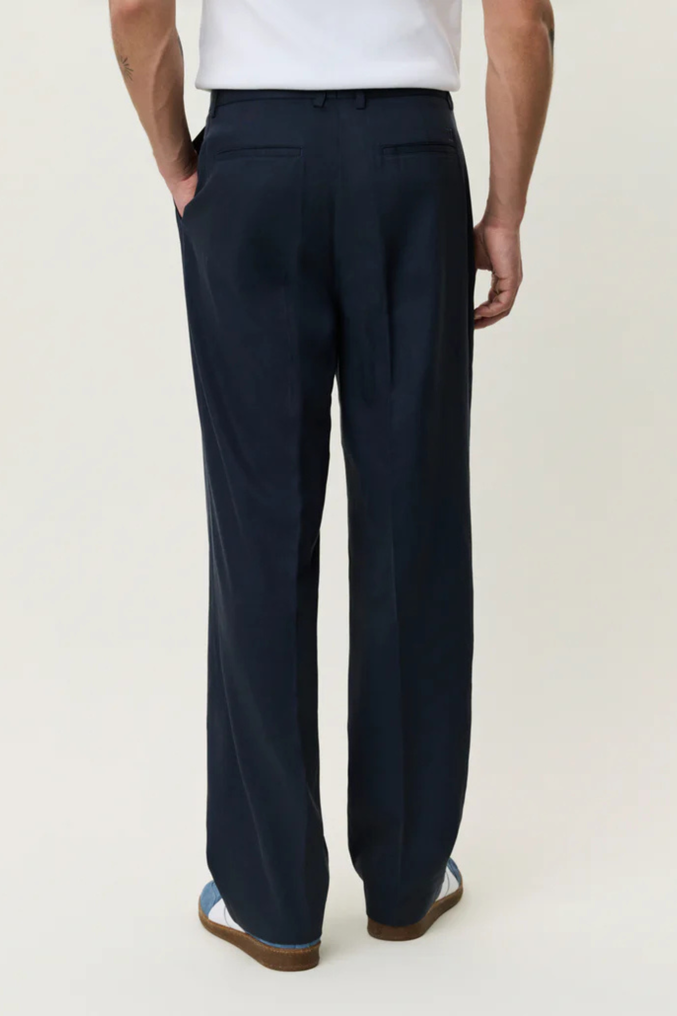 PLEATED TWILL SUIT PANTS - DARK BLUE NIGHT