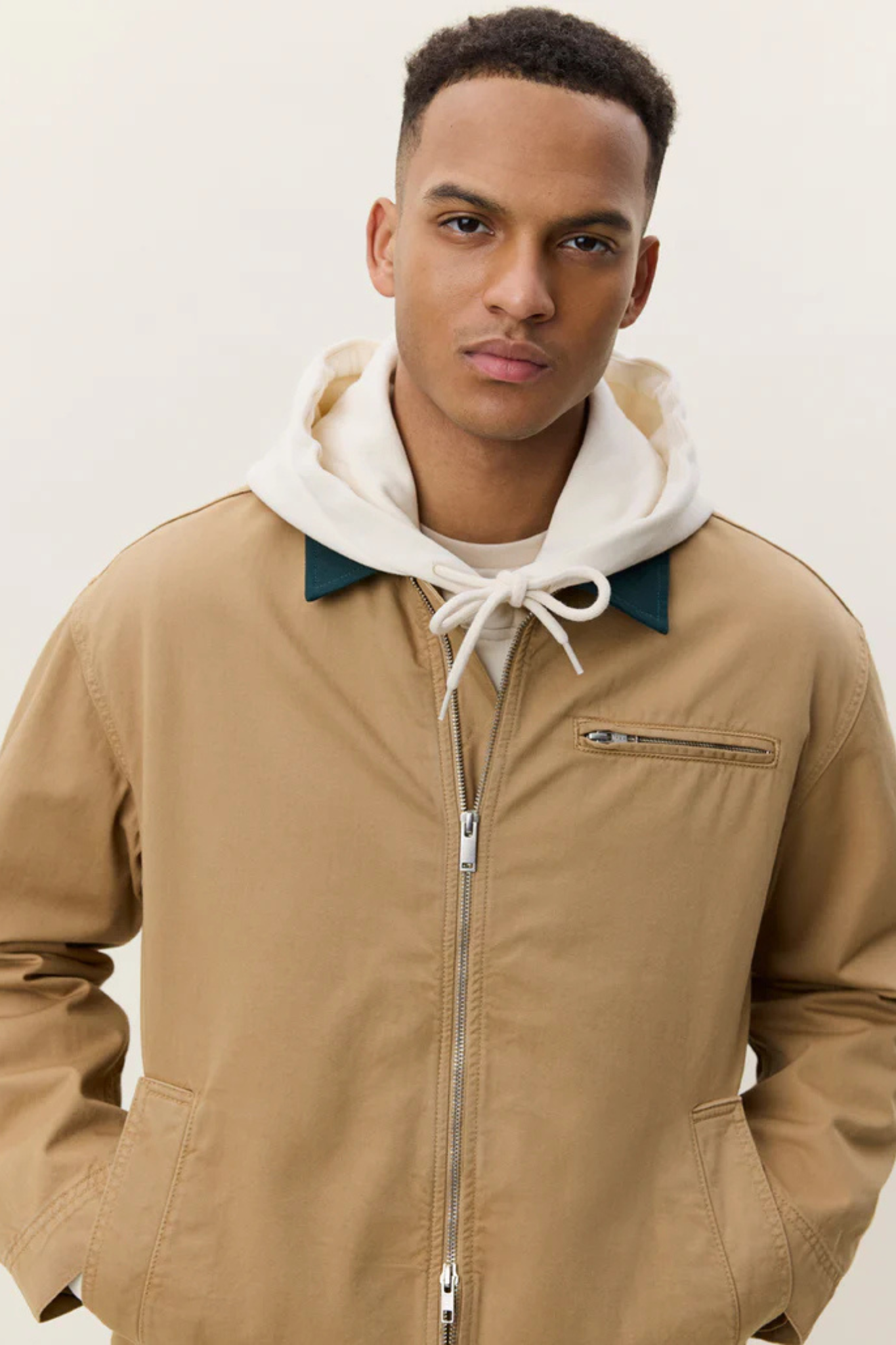 TWILL ZIPPER JACKET - INCENSE BEIGE