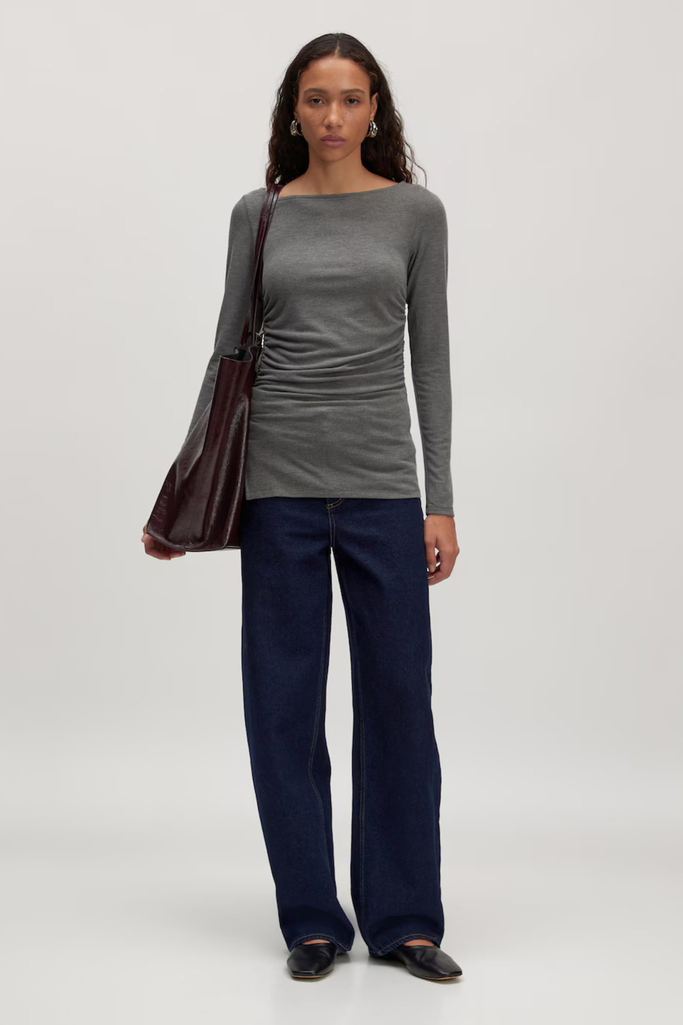 IMELDA LONGSLEEVE TOP - DARK GREY MELANGE