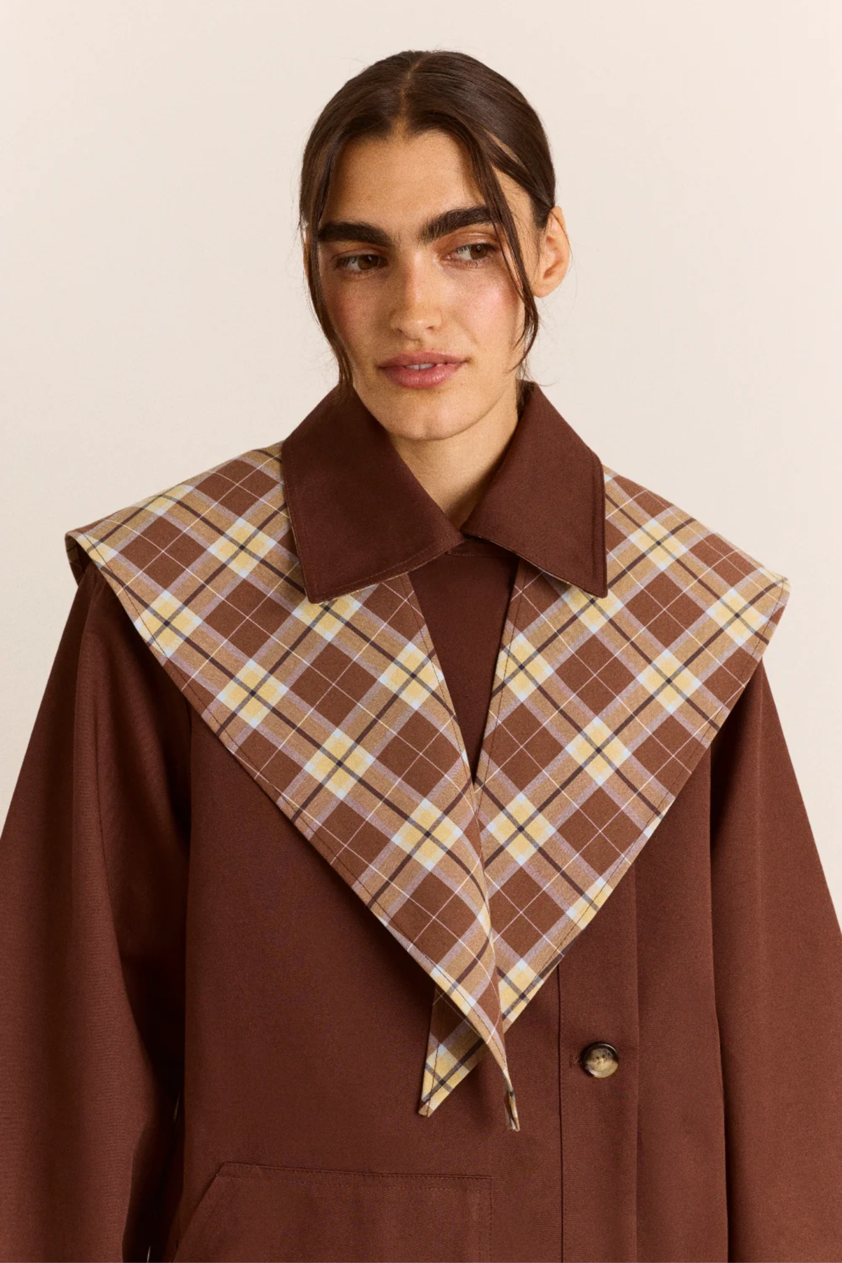OMKEERBARE LONGLINE JERRY TRENCH JAS - CHOCOLADE
