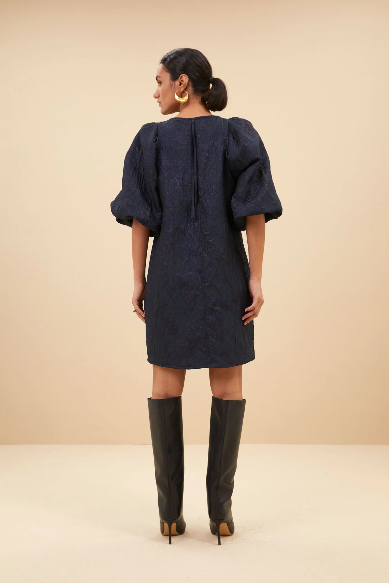 ZASU JACQUARD DRESS - MIDNIGHT