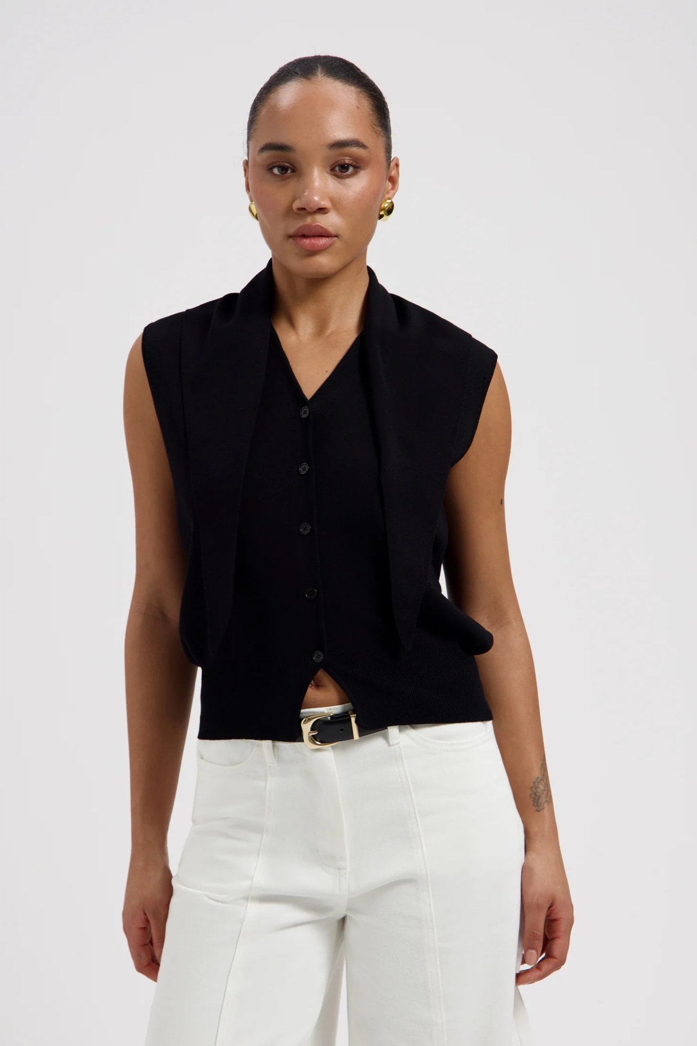 NIKA SCARF TOP - BLACK