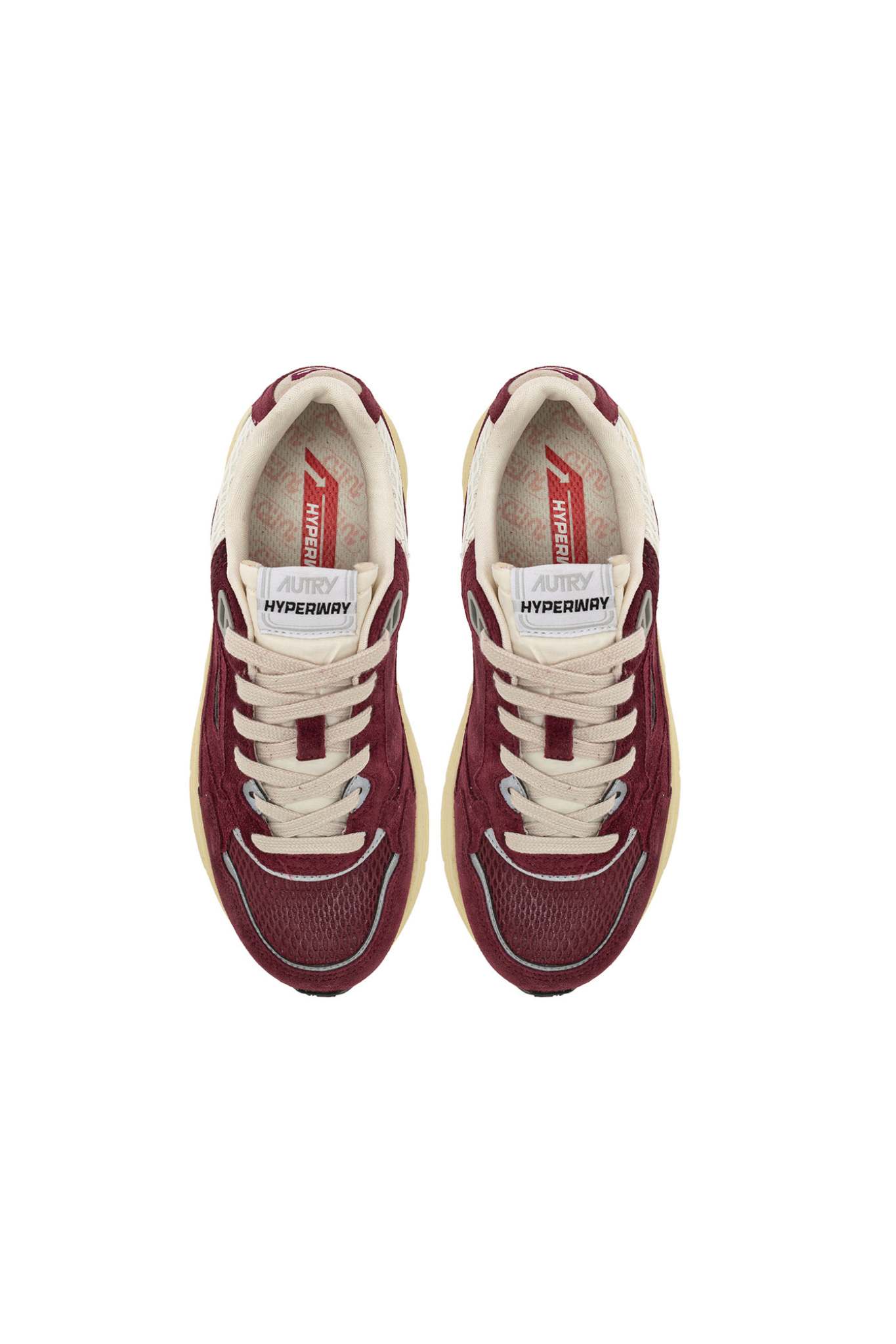 HYLW-UM12 - HYPERWAY LOW WOMEN SNEAKERS - SUEDE/MESH WINERY/SILV