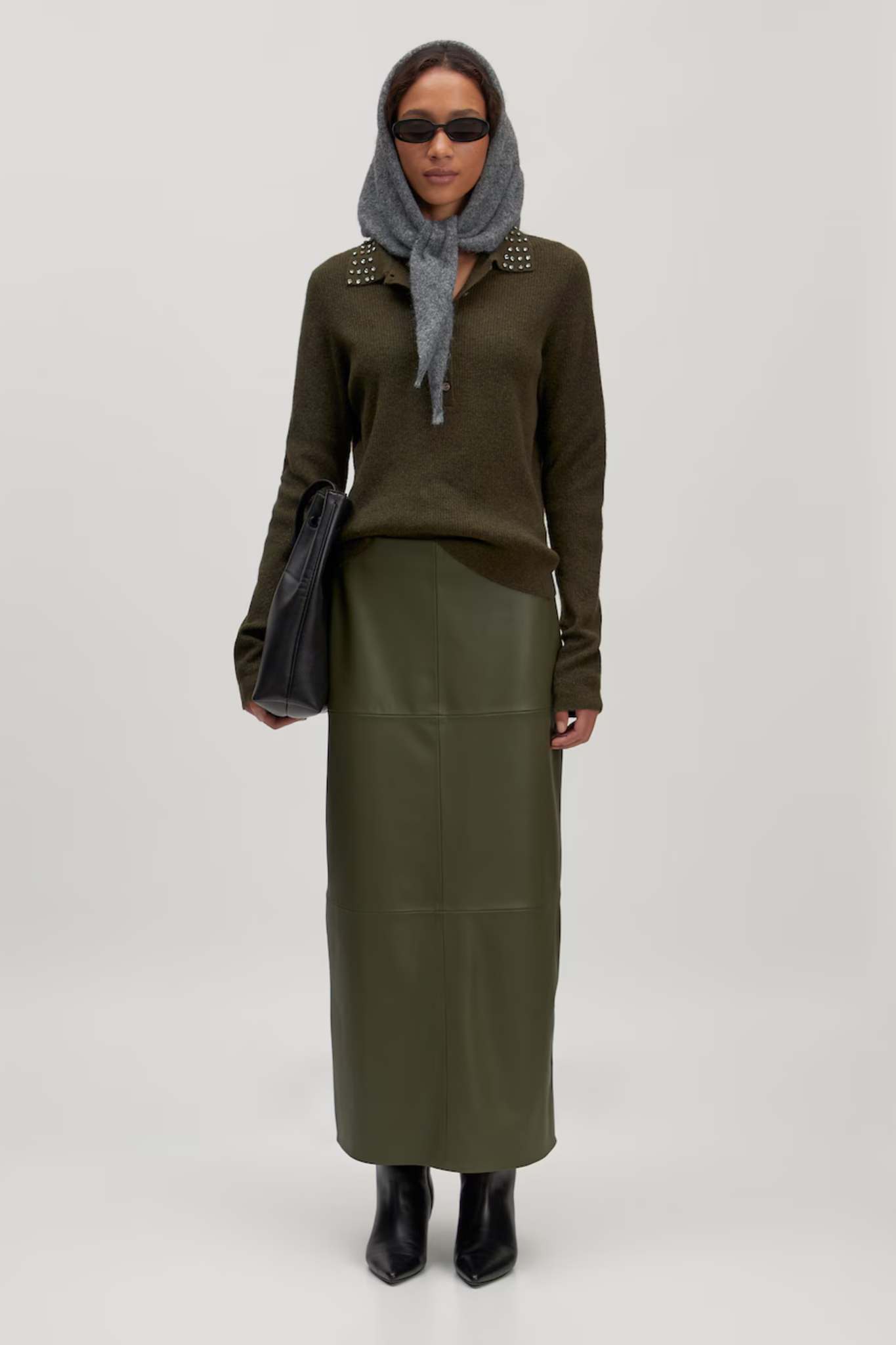 JELLA PU SKIRT - GRAPE LEAF