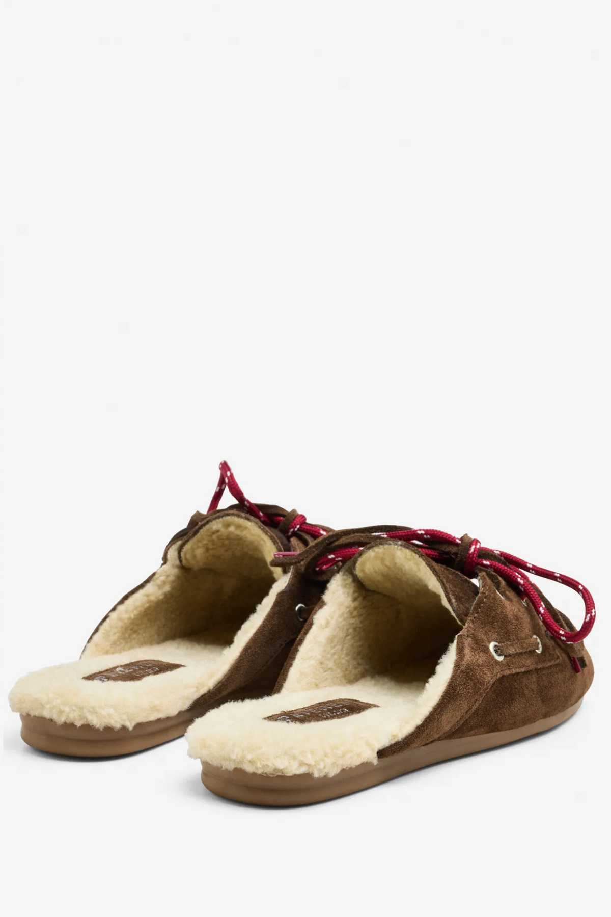 YASMA LACE FUR SHOES - BROWN SUEDE