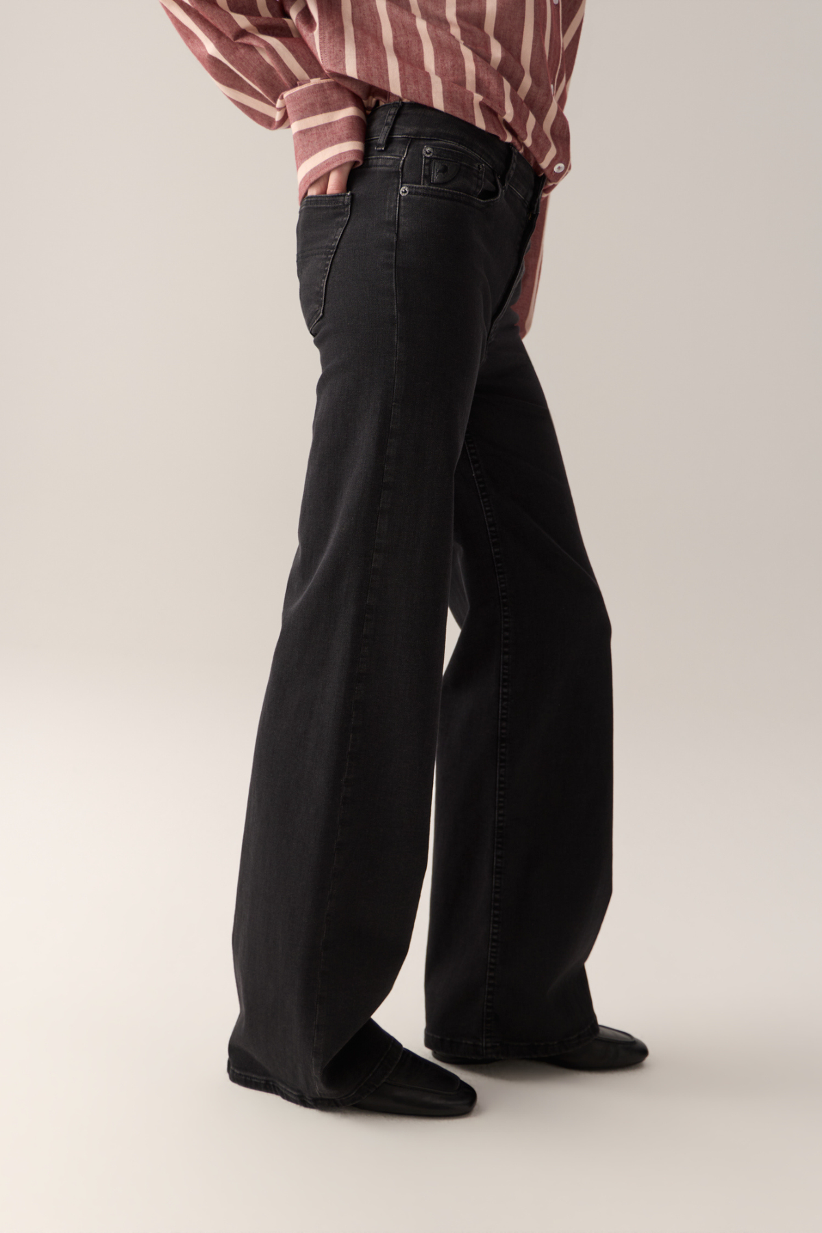 PALAZZO JEANS - ZWART AGED EDGE
