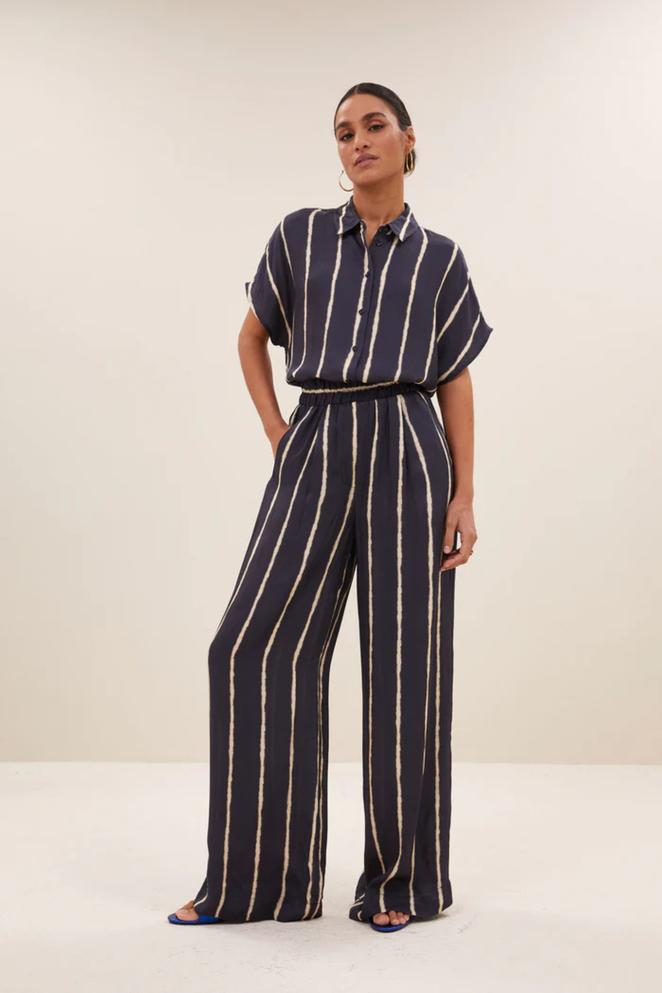 BENJI TIE DYE STRIPE PANTS - BLUE TIE DYE STRIPE