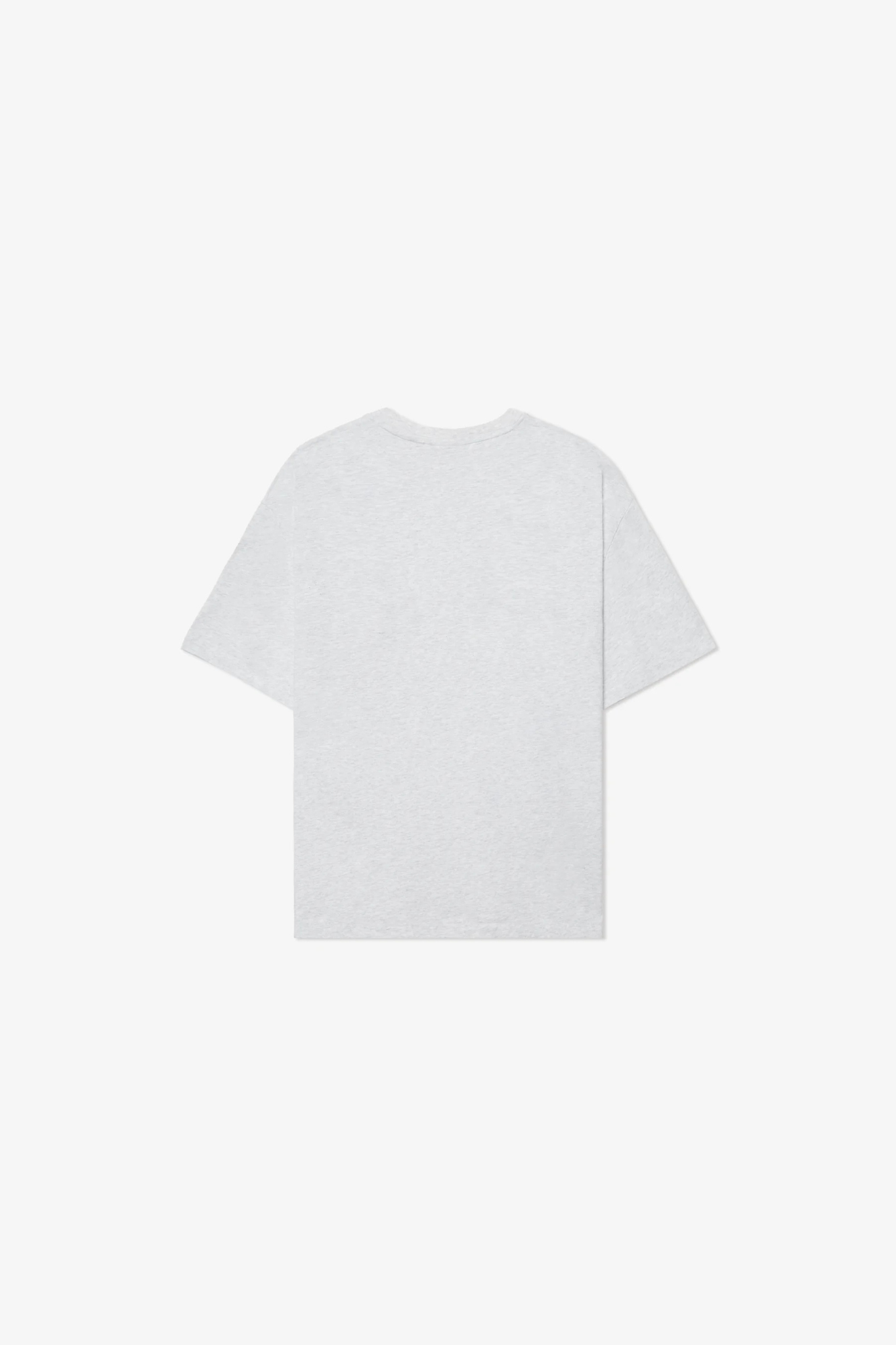 Pompeii Brand classic boxy t-shirt in grey and logo in red. Back flatlay view