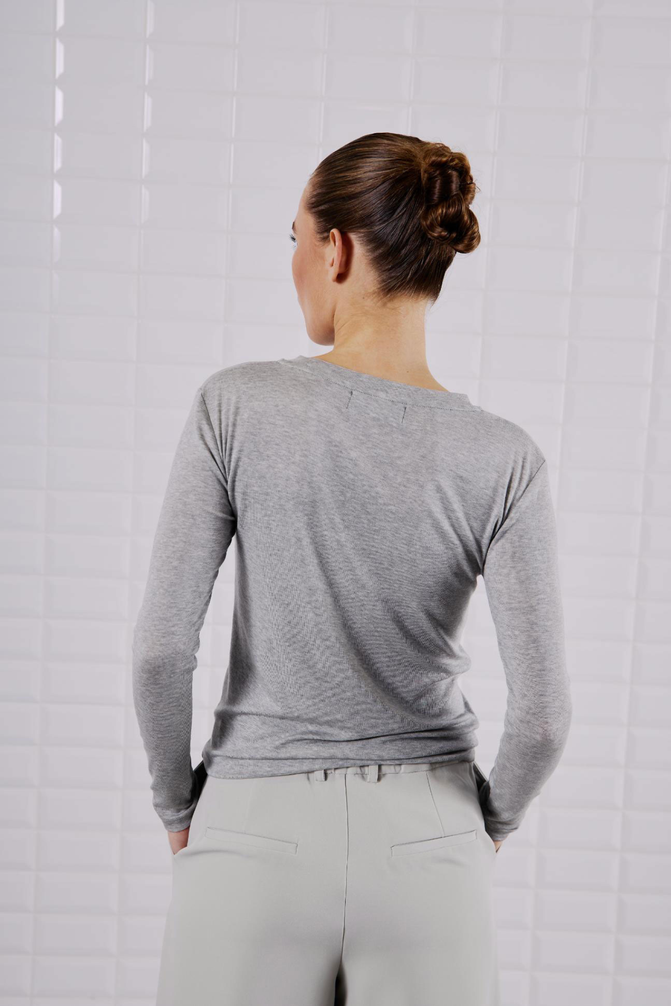 JOSEFINE LS T-SHIRT - LIGHT GREY MELANGE