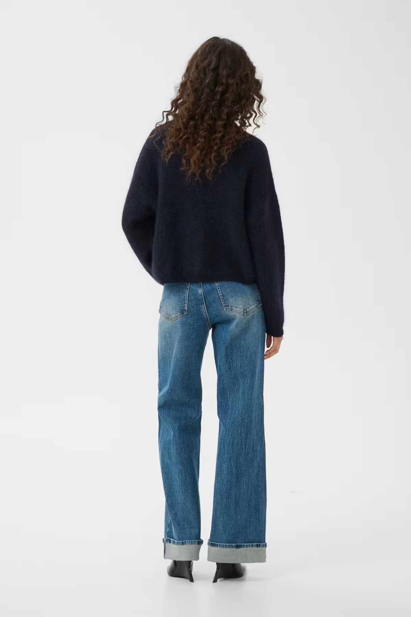SARA HW WIDE JEANS - WASHED MID BLUE