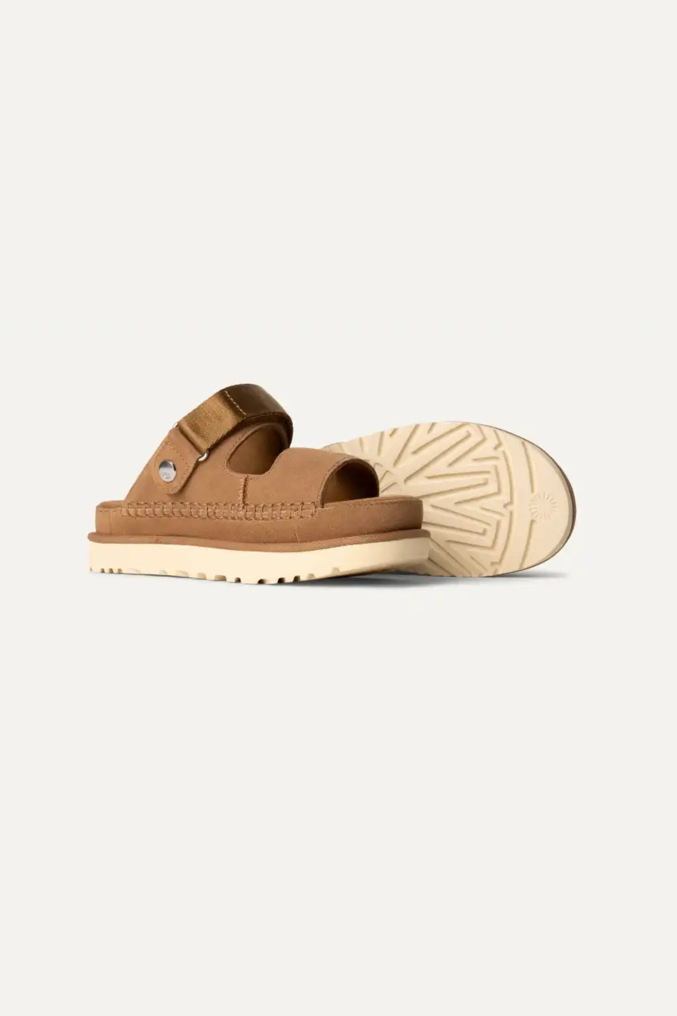 UGG women goldenstar glide in chestnut. Side view