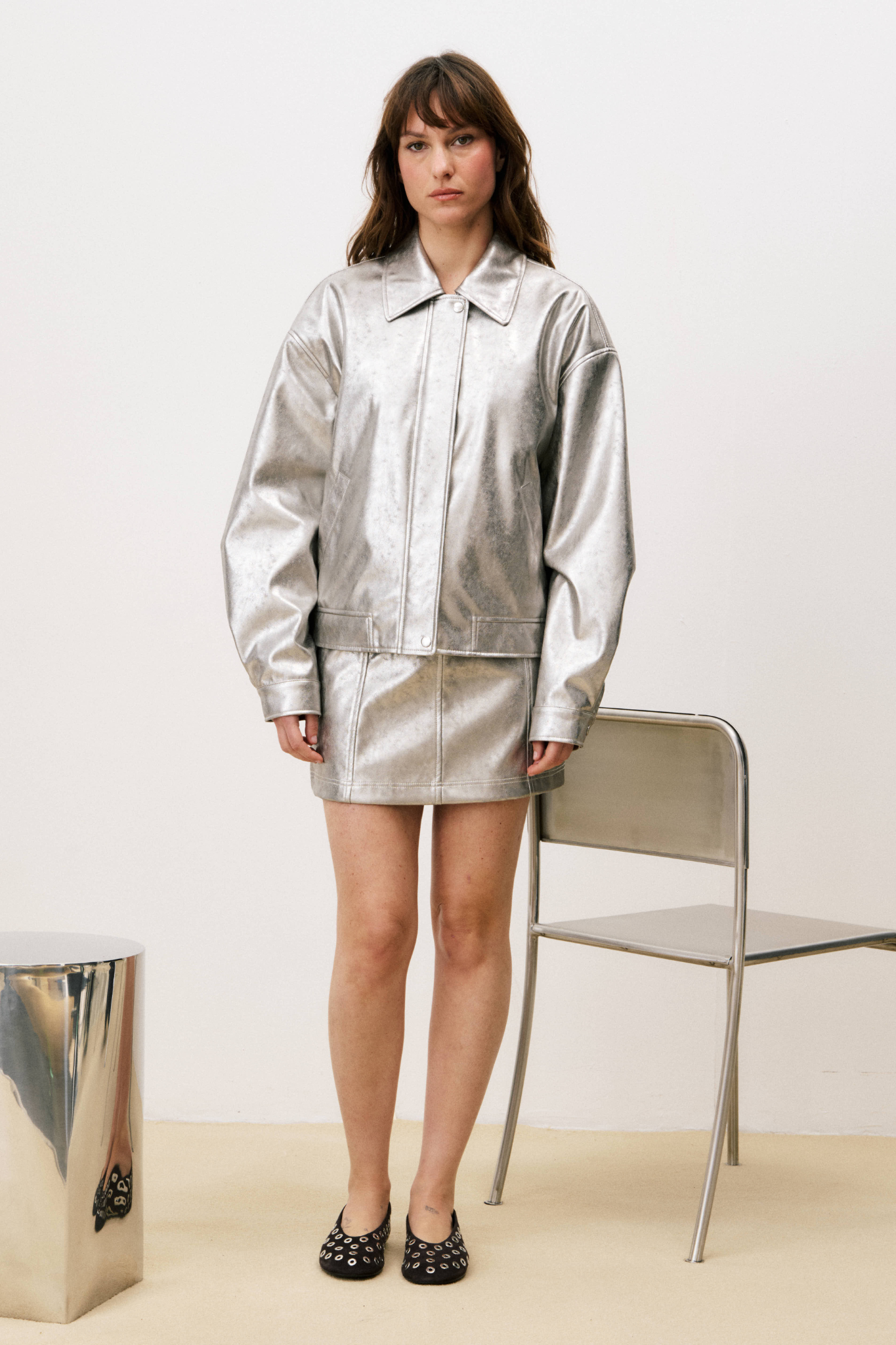 CHAMINA BOMBER JACKET - SILVER