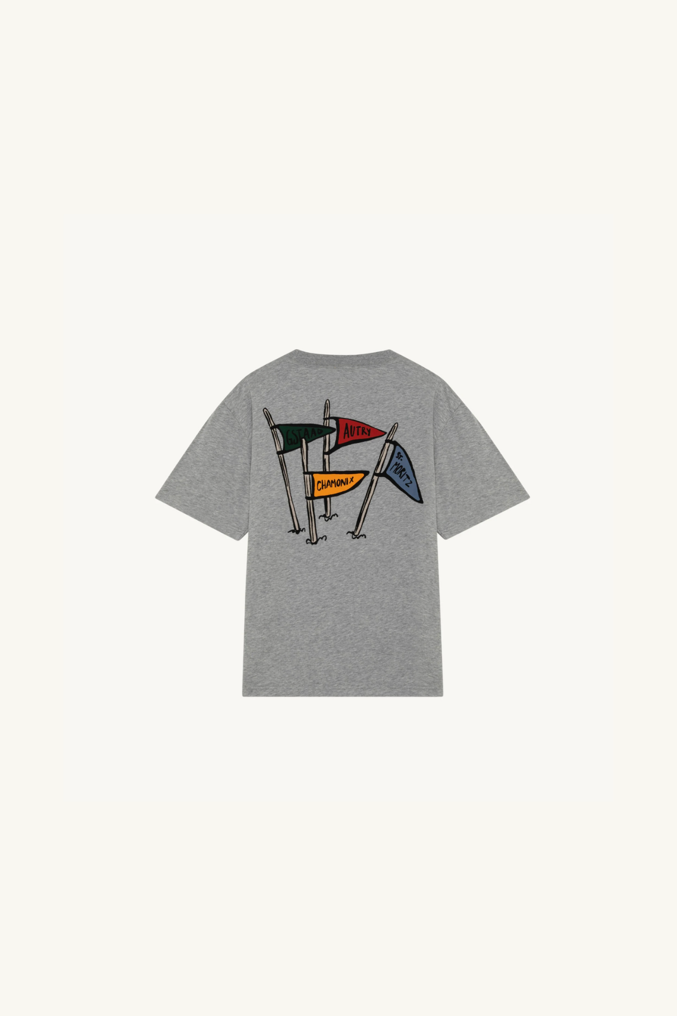 FLAGS BACK GRPHIC T-SHIRT - COTTON DK MEL